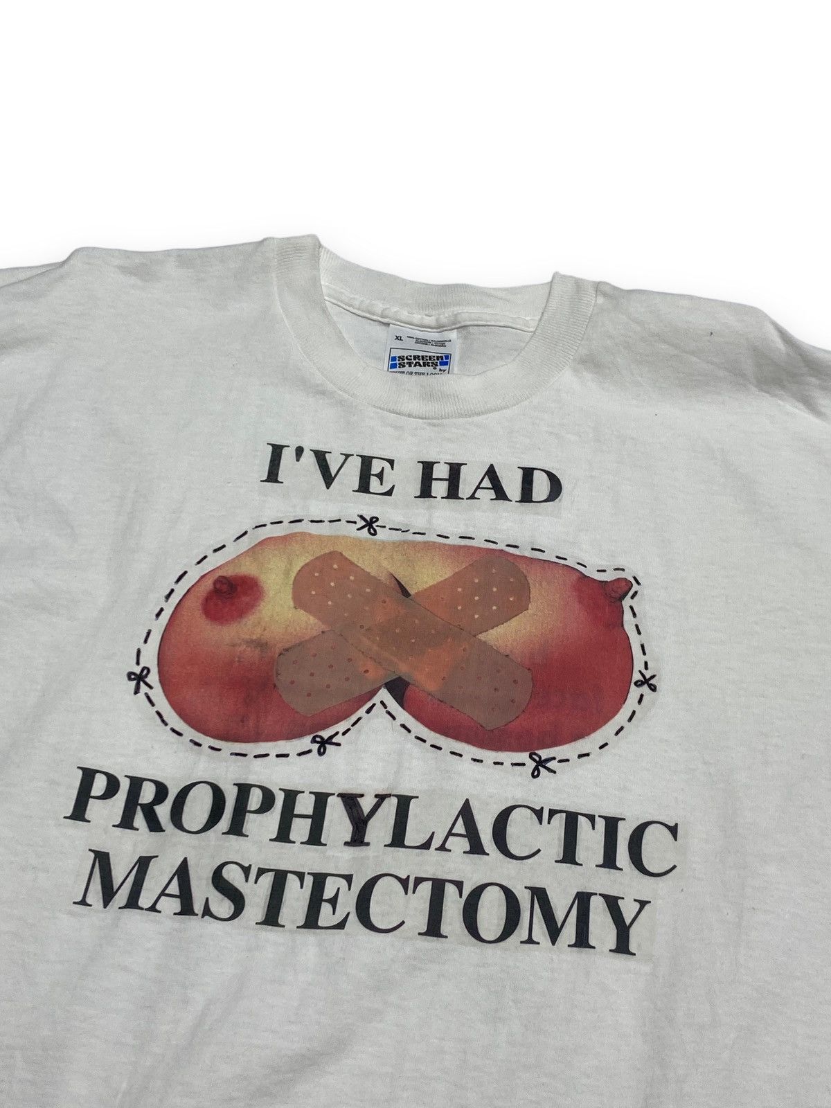 Vintage Vintage MASTECTOMY Screen Stars Single Stitch White Tee M Size US XL / EU 56 / 4 - 2 Thumbnail