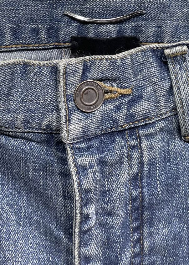 Saint Laurent Paris Saint Laurent D02 Distressed Light Blue Skinny Jeans Size US 27 - 6 Thumbnail