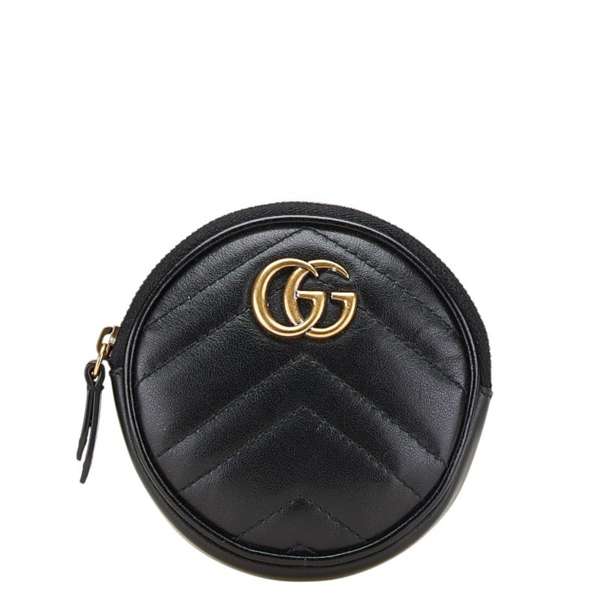 Gucci Gucci GG Marmont Heart Coin Case 575160 Black Leather Women's GUCCI Size ONE SIZE - 1 Thumbnail