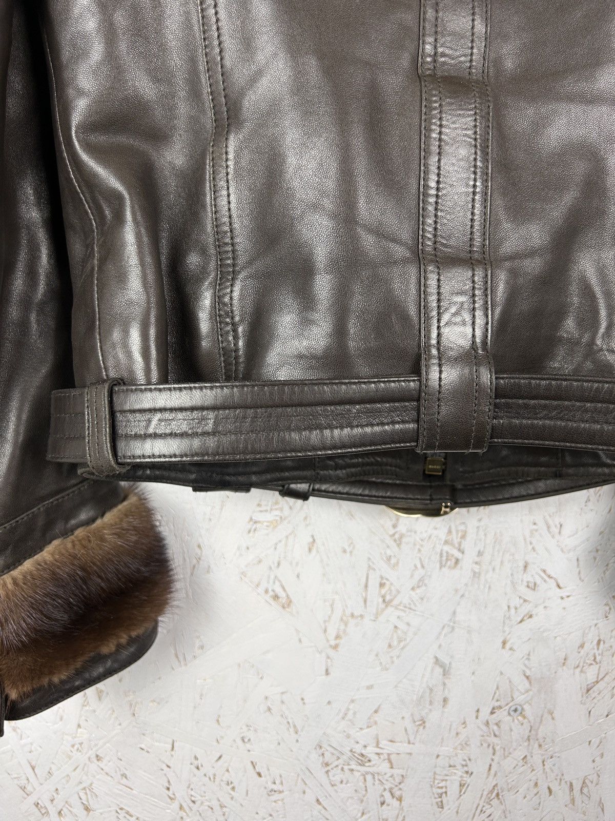 Gucci Gucci Tom Ford Brown Leather/Fur GG Leather Belt Jacket 40 Size S / US 4 / IT 40 - 14 Thumbnail