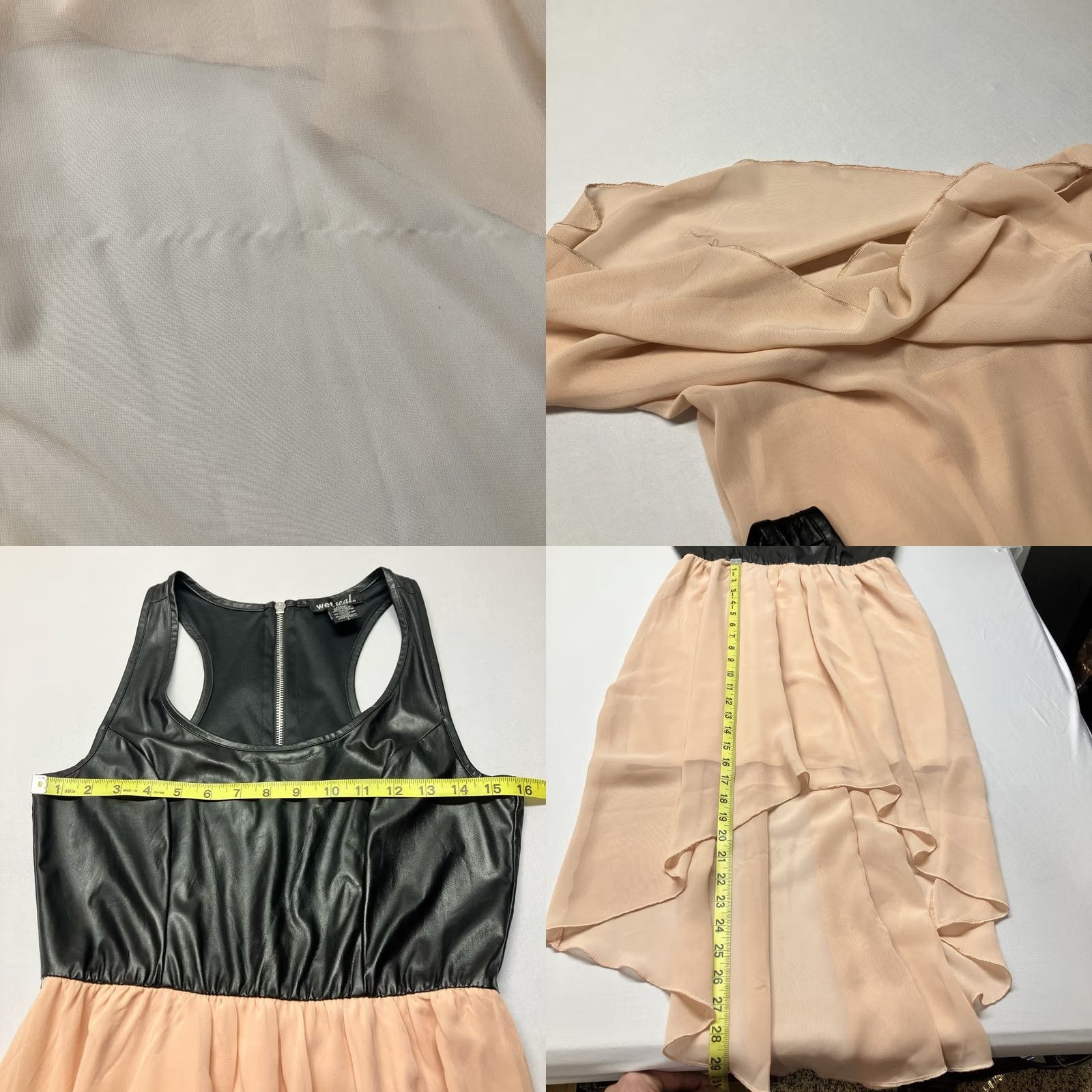 Vintage VINTAGE Wet Seal Dress Womens L Black HiLo Faux Leather Pink Chiffon Whimsygoth Ballerina Size Size L / US 10 / IT 46 - 9 Thumbnail