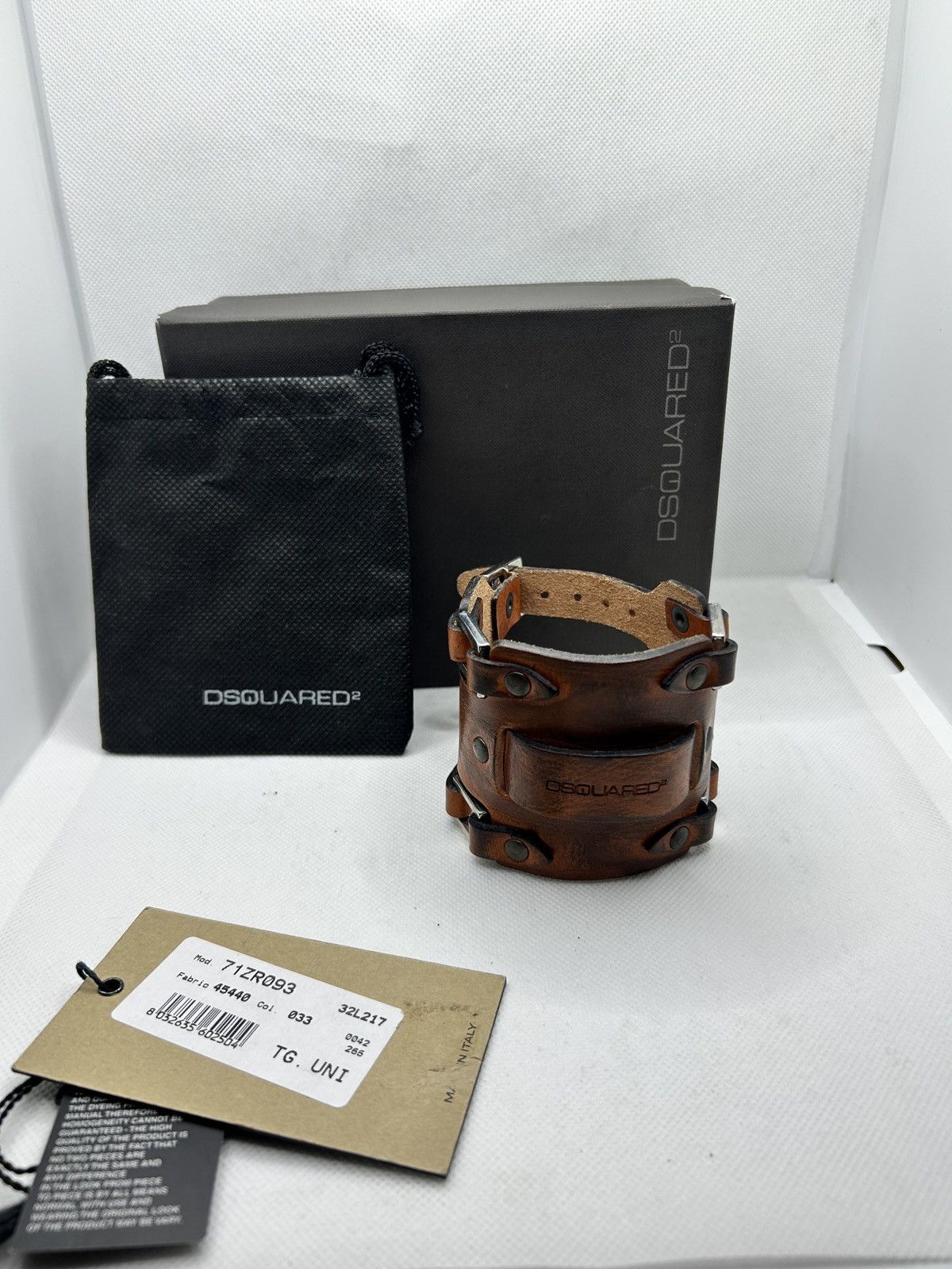 Dsquared2 DSQUARED2 NWT Brown Leather Cuff Bracelet Wristband Size ONE SIZE - 5 Thumbnail