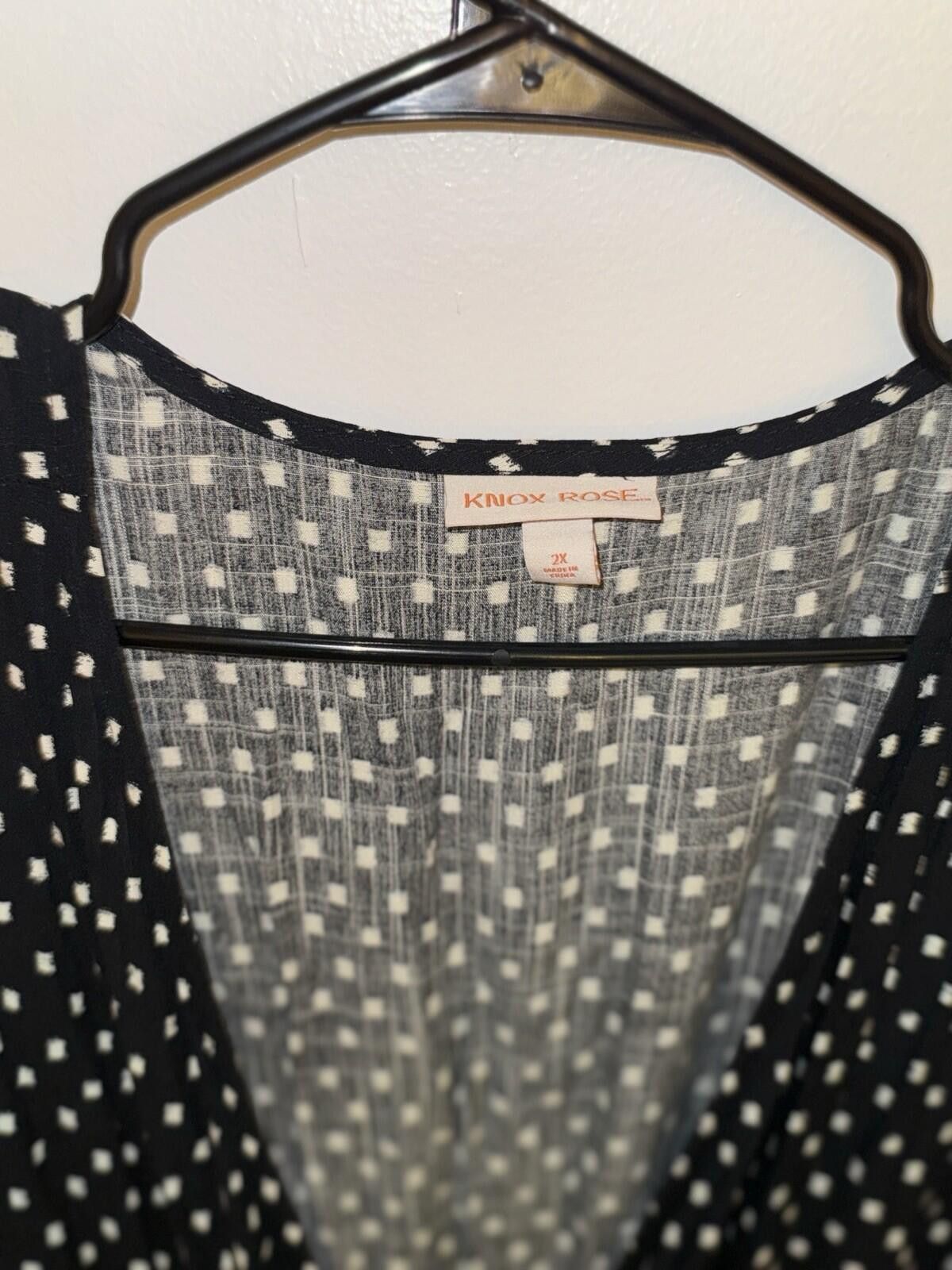 Other Knox Rose Wrap Black White Polka Dot Squares Tiered Dress Size XXL / US 16-18 / IT 52-54 - 8 Thumbnail