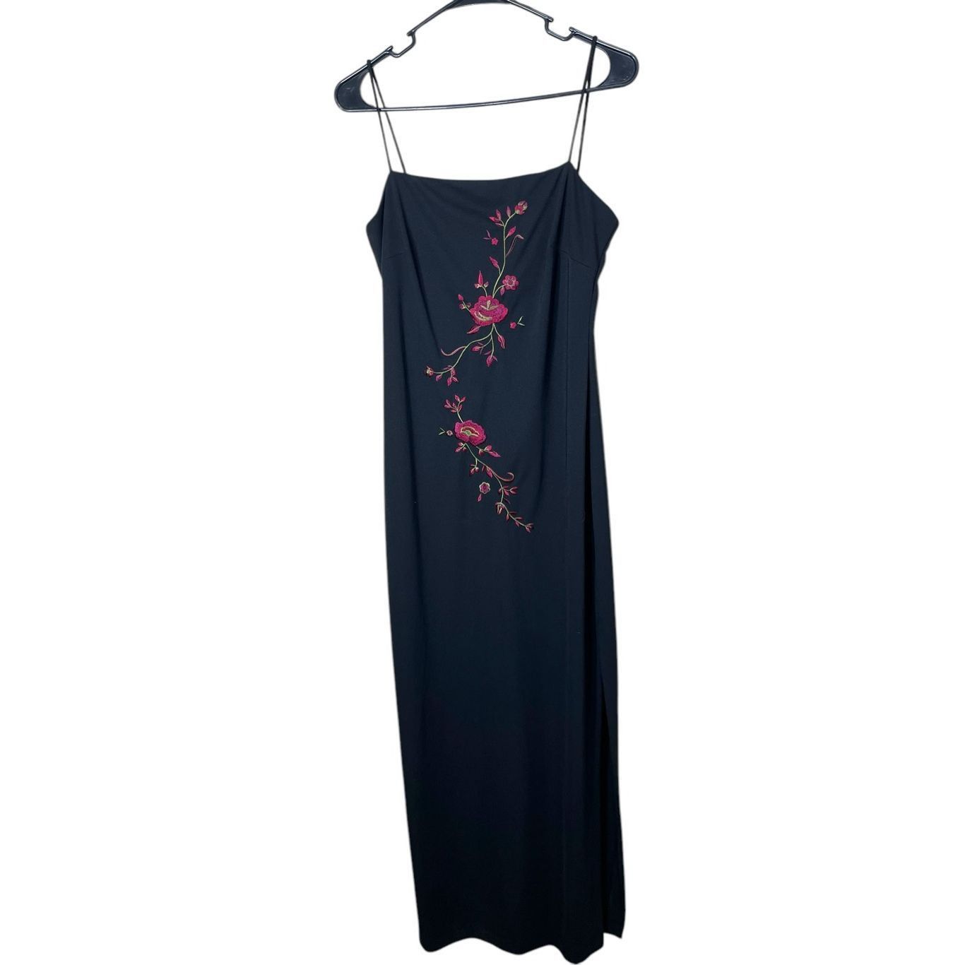 Other Vintage Arianna By Rachel Kaye Y2K Black Maxi Gown Embroider Size L / US 10 / IT 46 - 1 Thumbnail