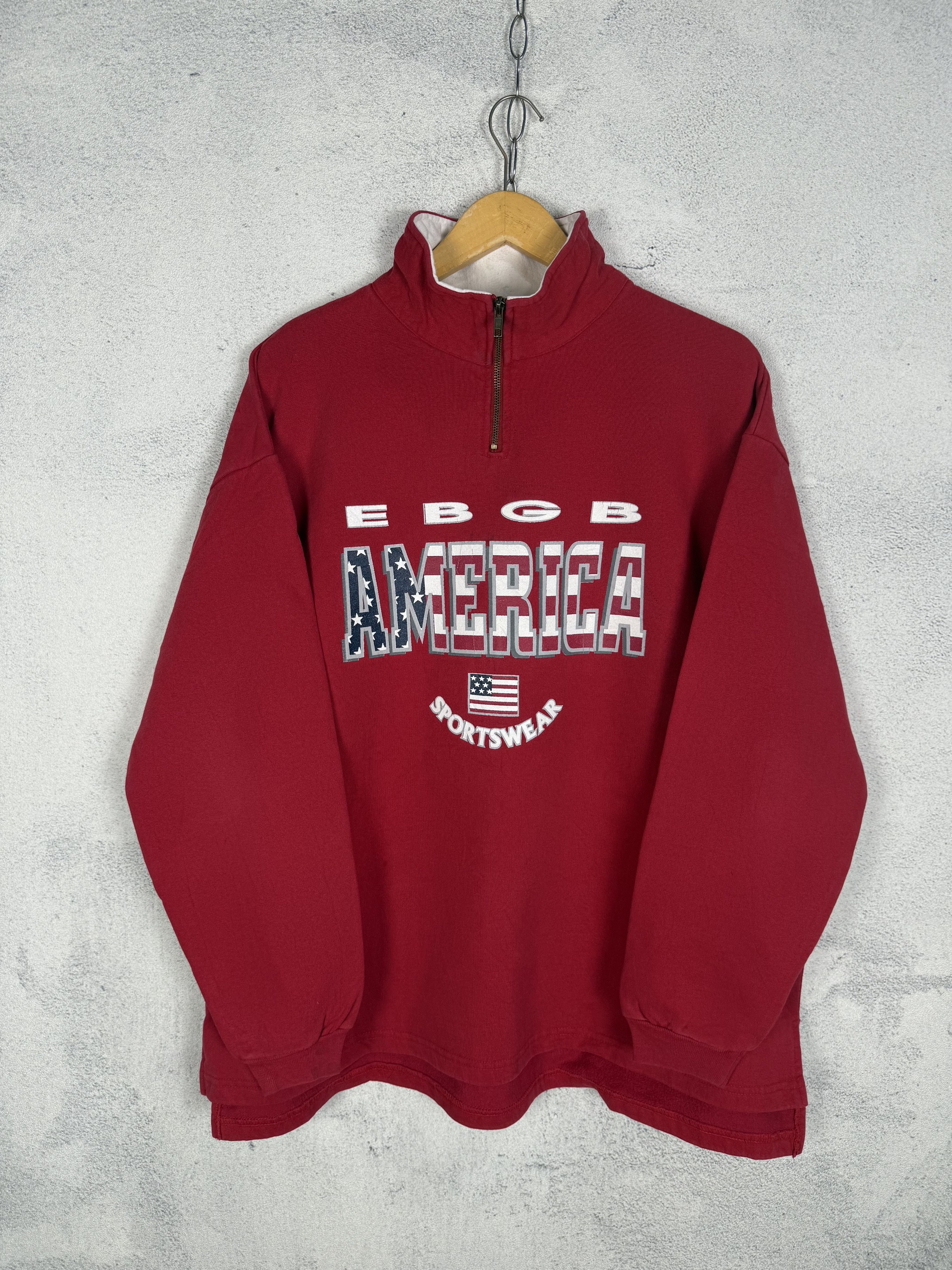 Vintage Vintage 90s EBGB American Sportswear Half Zip Sweatshirt Size US L / EU 52-54 / 3 - 2 Thumbnail