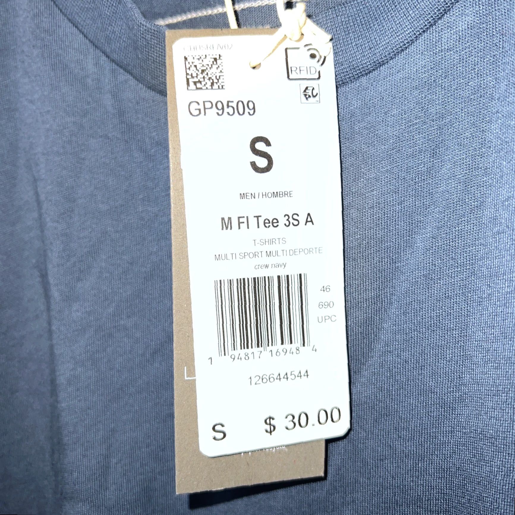 Adidas NWT ADIDAS M Fi Tee 3S A Blue T-Shirt Mens Size S Size US S / EU 44-46 / 1 - 2 Thumbnail
