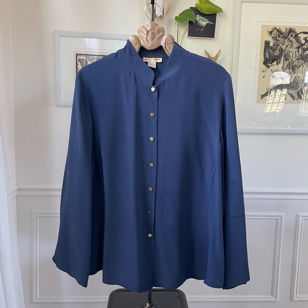 Other Patrick Christopher Dark Blue 100% Silk Band Collar Gold But Size XXL / US 16-18 / IT 52-54 - 1 Thumbnail