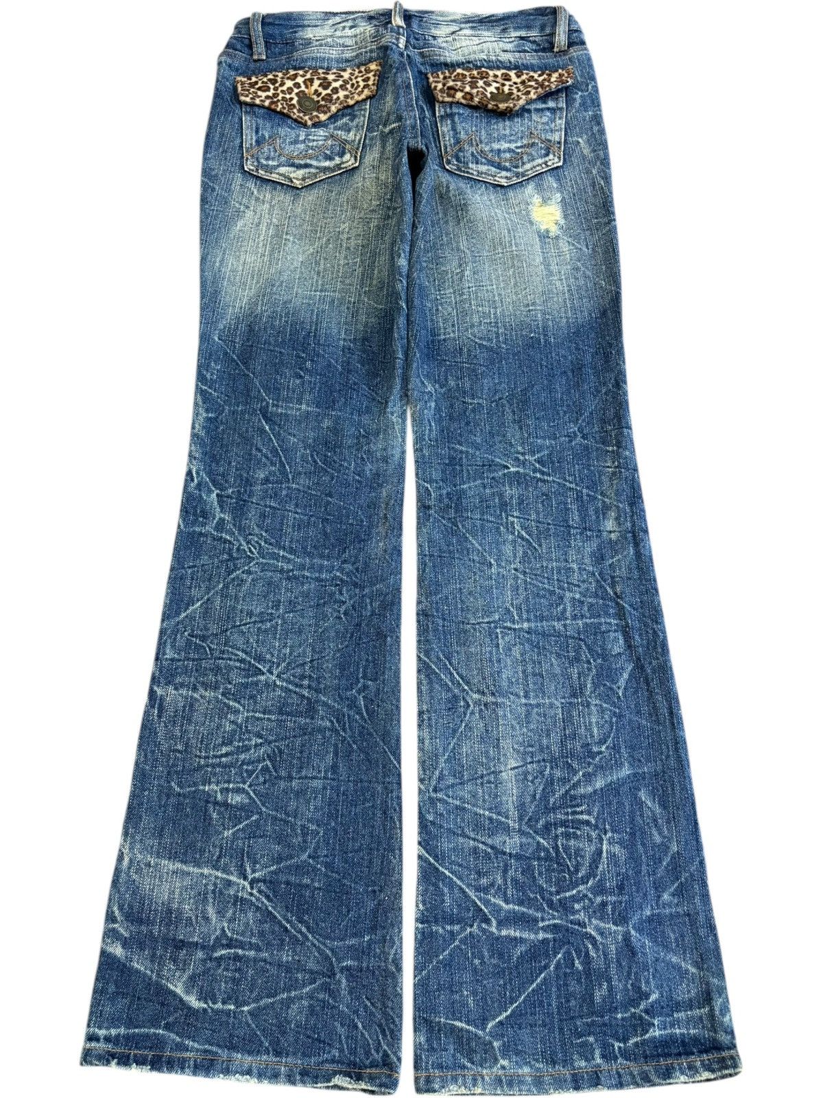 Hysteric Glamour Vintage Japanese Brand Distress Low Rise Flare Jeans Size 28" / US 6 / IT 42 - 2 Thumbnail