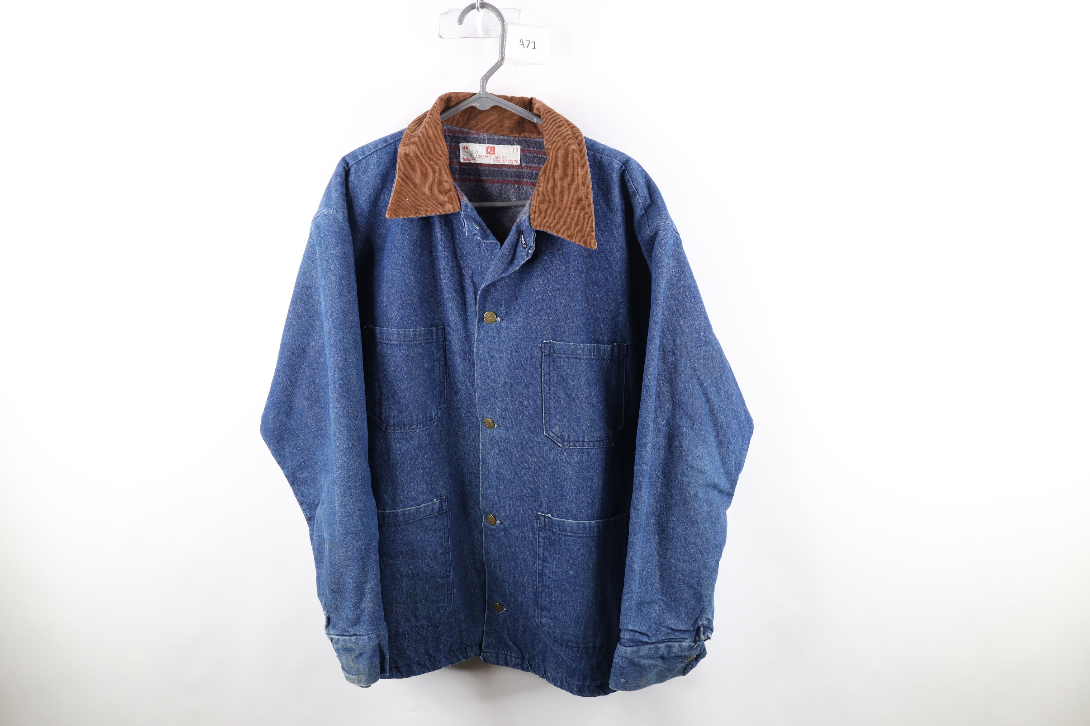 Image of Vintage 60S Adolphe Lafont Government Lined Denim Jacket in Blue, Men's (Size 2XL)