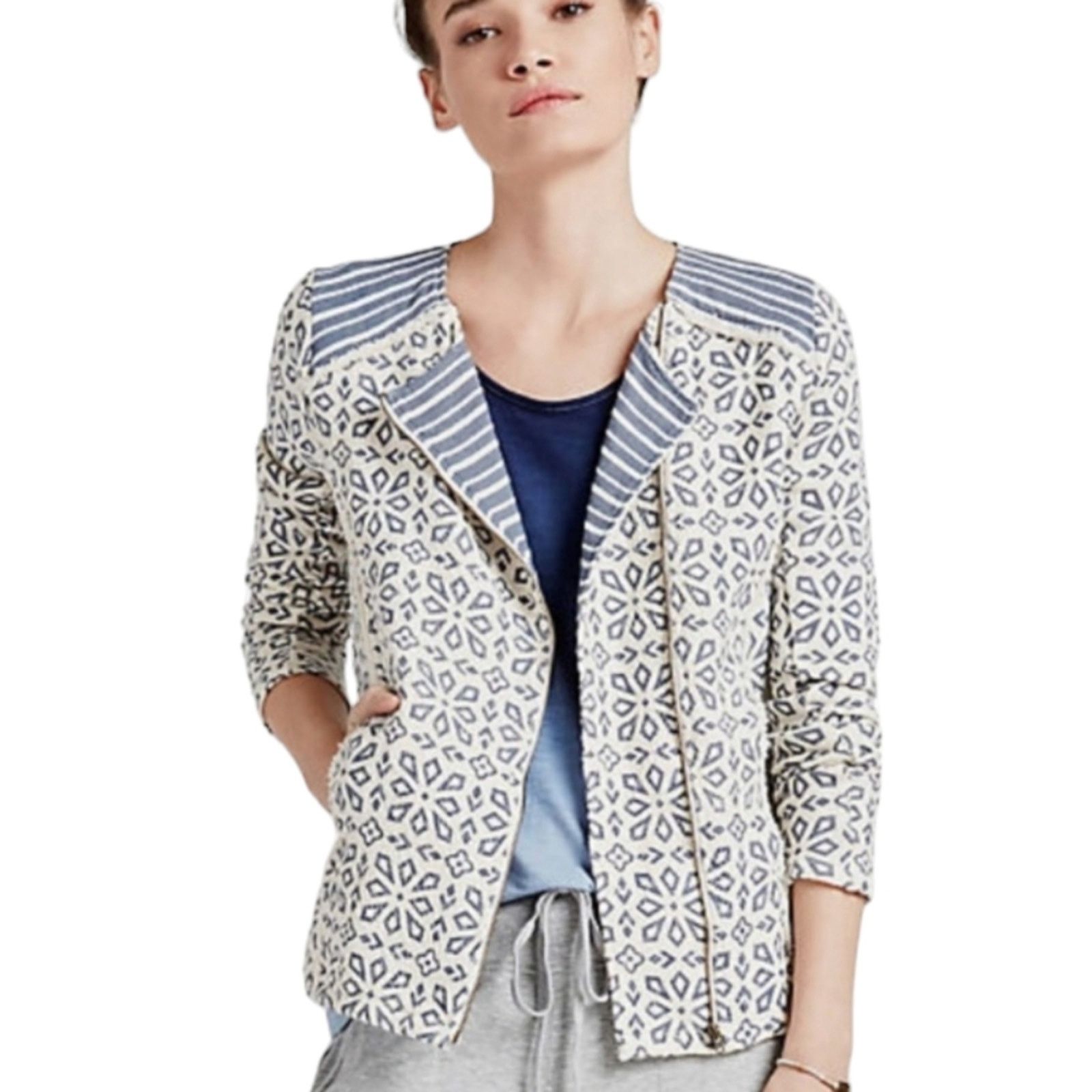Lucky Brand Lucky Brand Cotton moto jacket Chambray print XL Size XL / US 12-14 / IT 48-50 - 10 Thumbnail