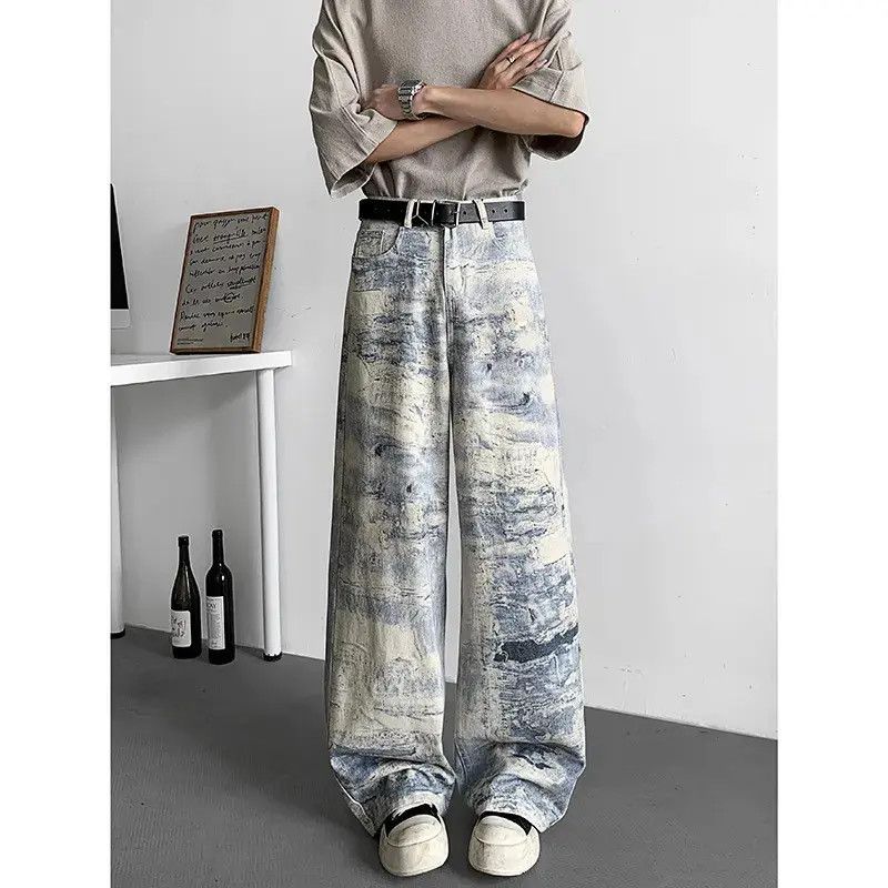 Japanese Brand Loose straight leg oil painting wide leg jeans Size US 32 / EU 48 - 6 Thumbnail