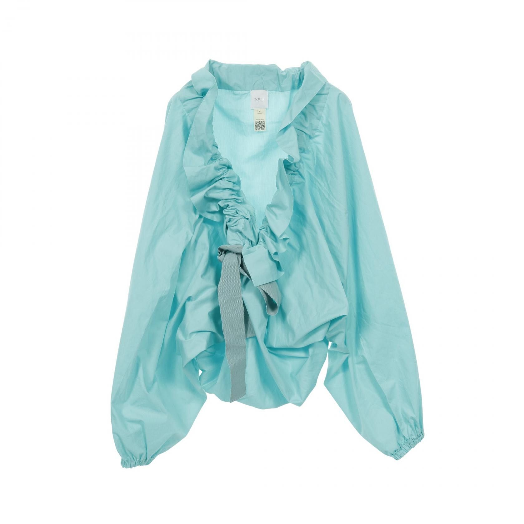 Other Other Patou Drawstring Balloon Sleeve Cotton Top Cotton Tops TO0170017705G Size ONE SIZE - 1 Thumbnail