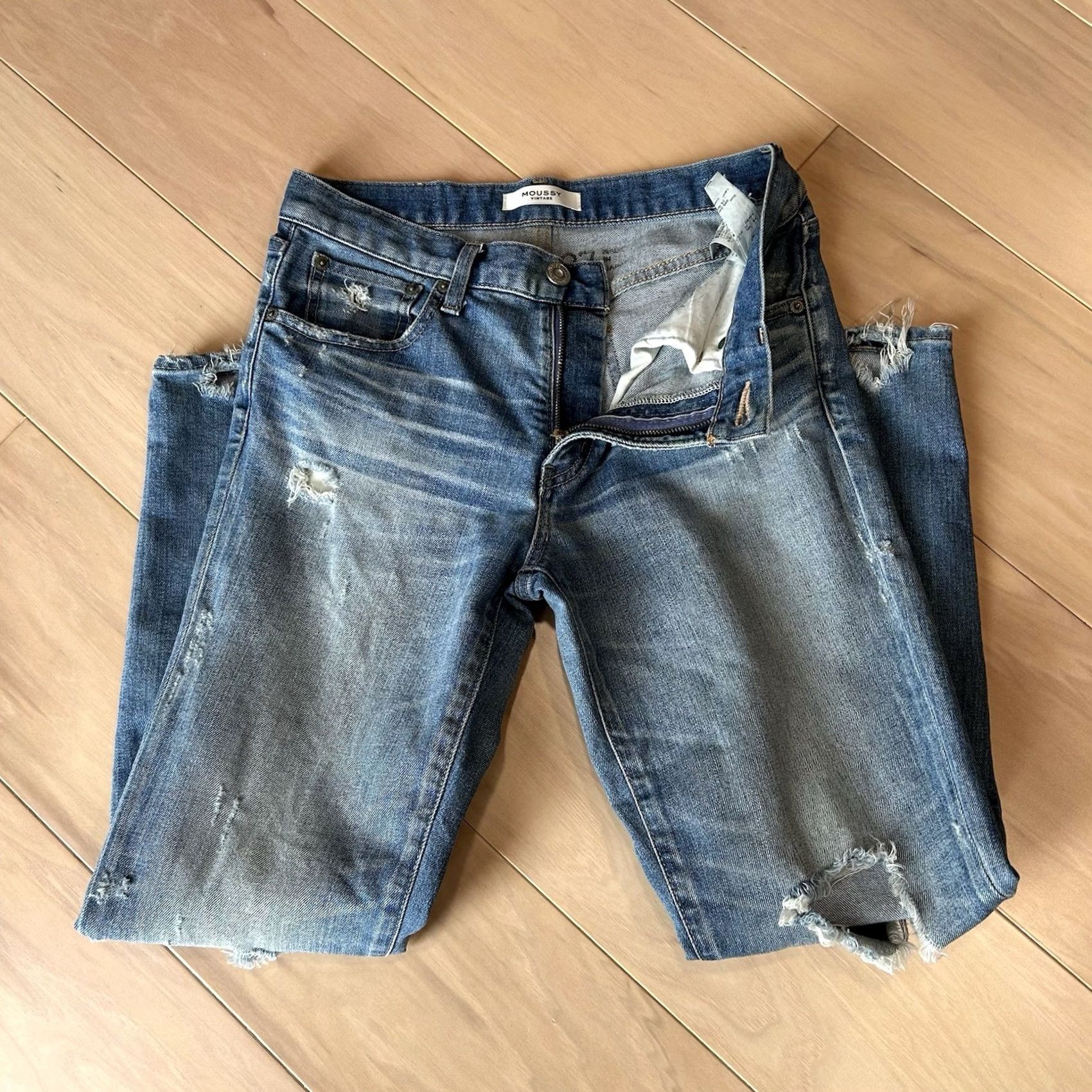 MOUSSY Moussy Vintage Velma Skinny Distressed Blue Jean Women 27 Jeans Slim 27 Inseam 5-Pocket Blue Button Zip Model Moussy Vintage Velma Womens Jeans Size 27" / US 4 / IT 40 - 5 Thumbnail
