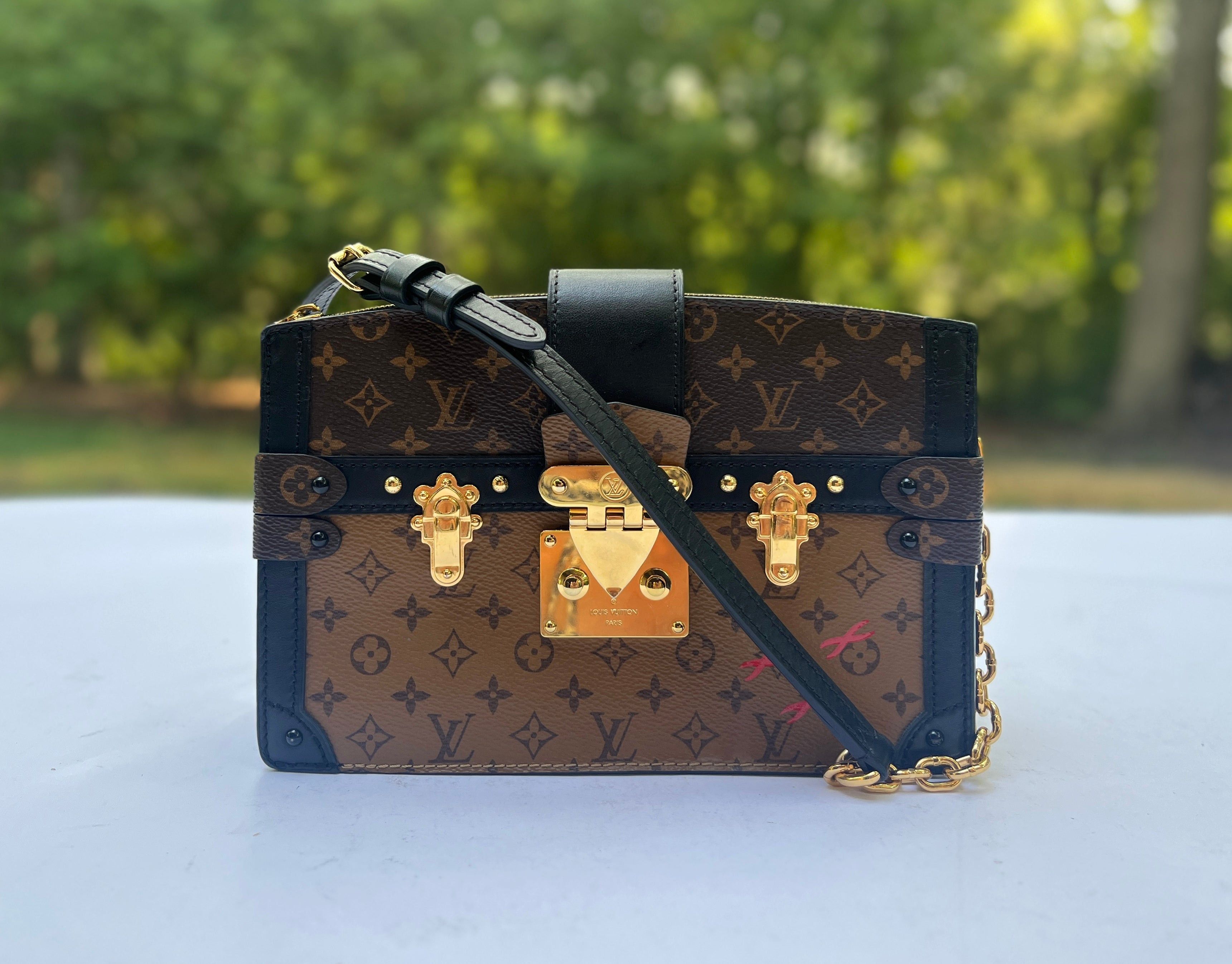 Louis Vuitton Reverse Monogram Petite Malle Trunk Clutch Bag
