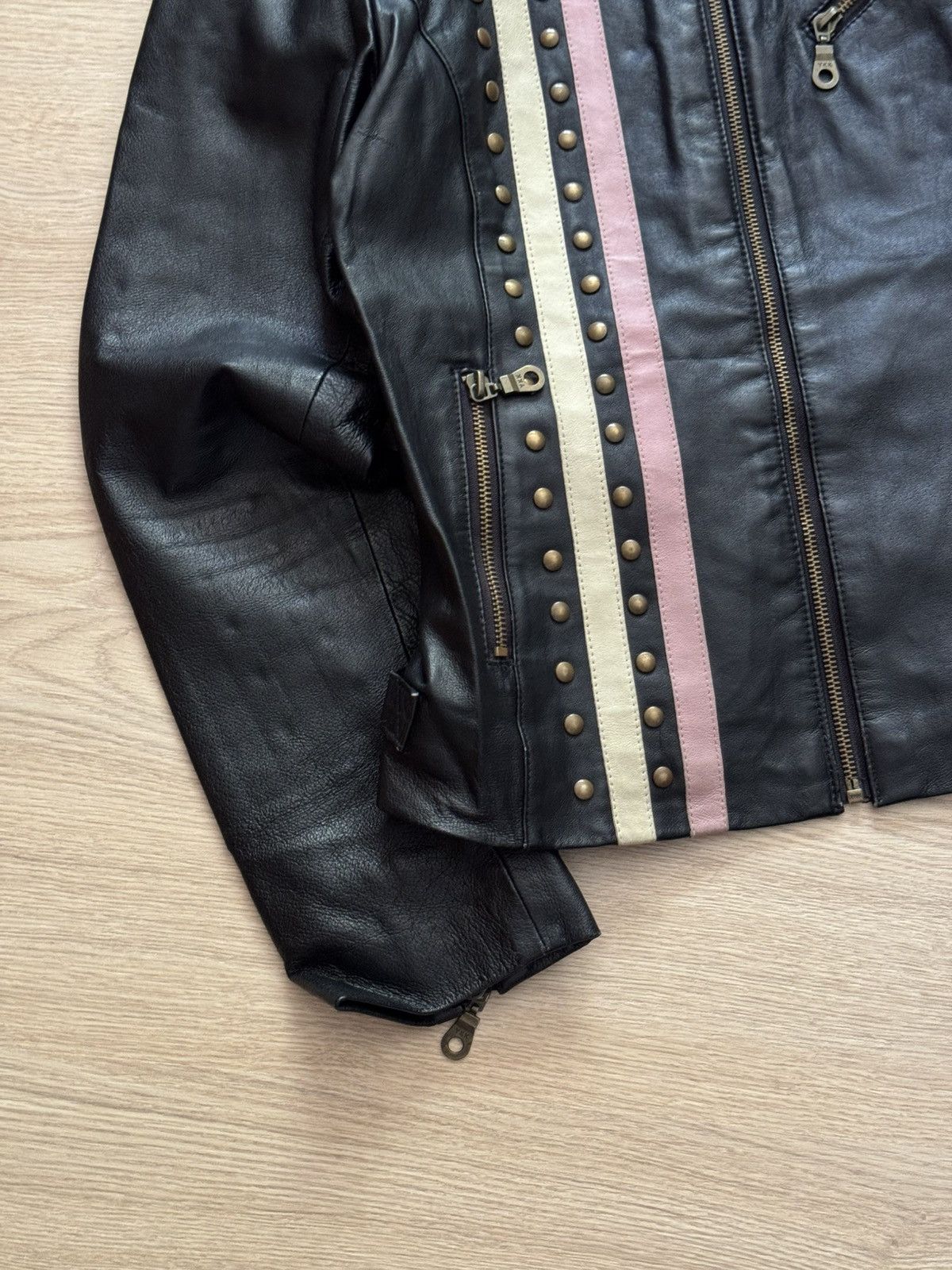 Genuine Leather Vintage 00s y2k Fishbone Women’s Genuine Leather Moto Jacket Size XS / US 0-2 / IT 36-38 - 3 Thumbnail