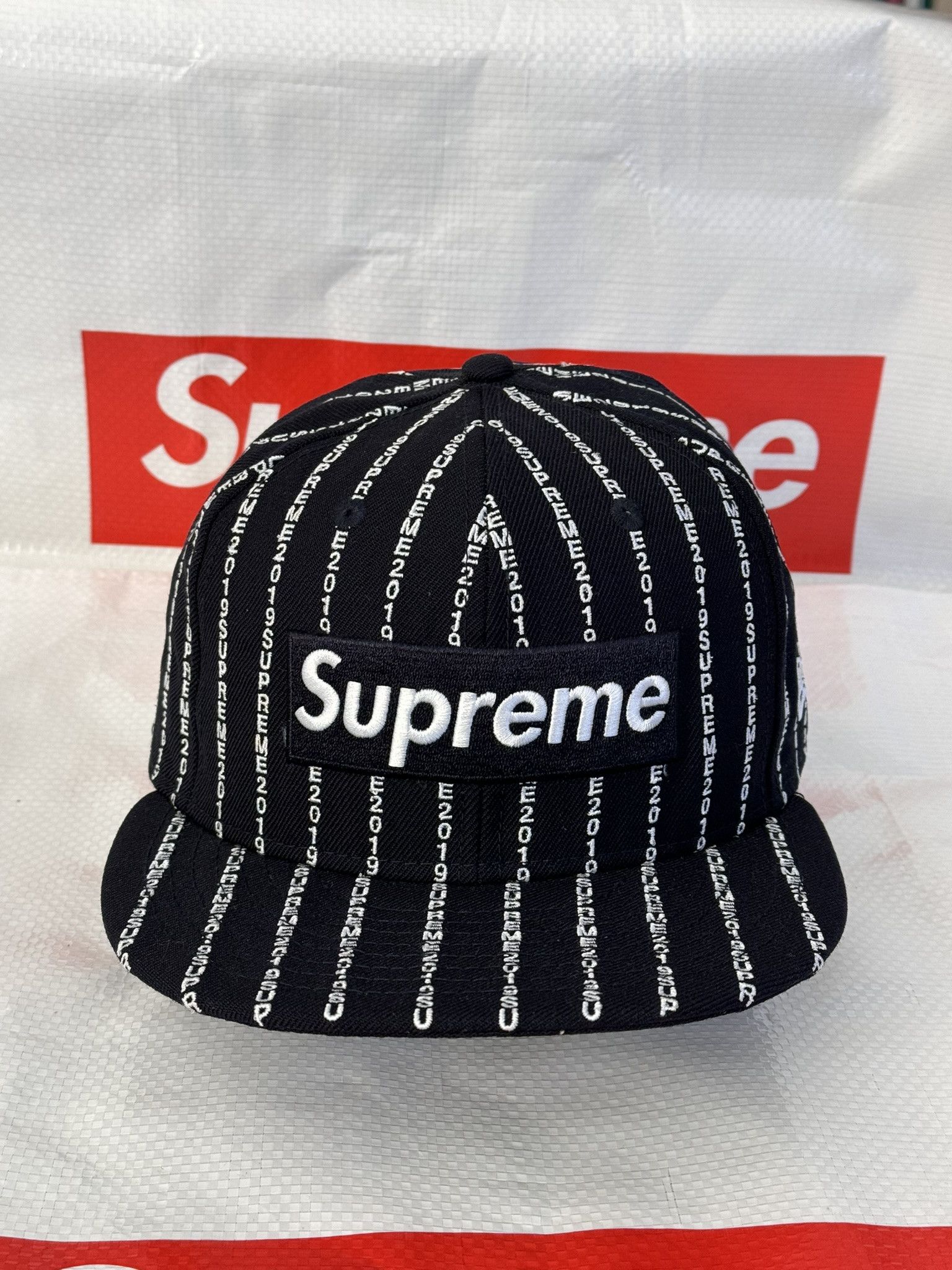 Supreme Text Stripe New Era Cap Navy 7 1/8 HAT SS 19
