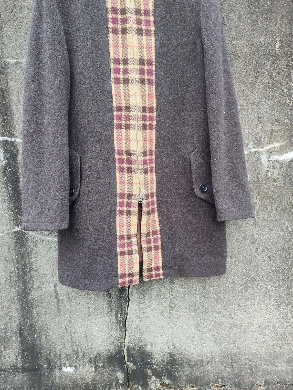 Japanese Brand × PPFM × Vintage PPFM Hooded Wool Coat with Plaid Panel – Japan Exclusive Size US M / EU 48-50 / 2 - 3 Thumbnail