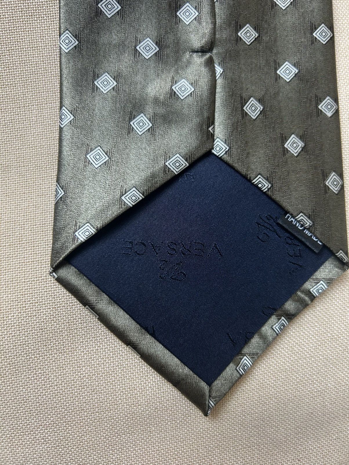 Versace Versace classic V2 geometric gray olive Silk Mens Tie Size ONE SIZE - 4 Thumbnail