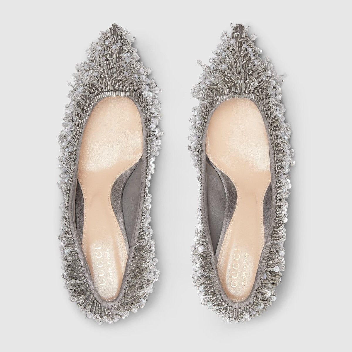 oc11z1025 Pumps With Beaded Fringe in Grey
