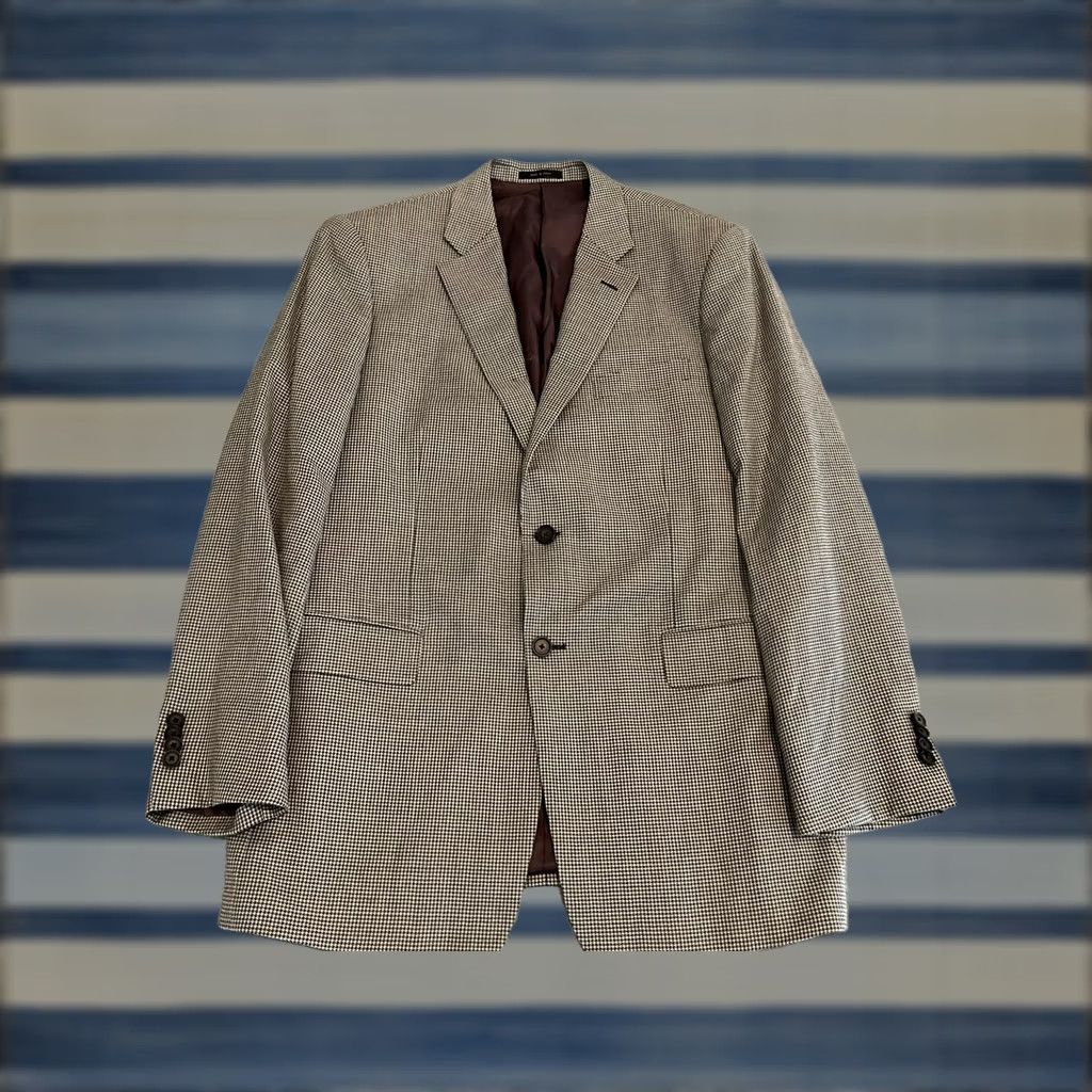 Nordstrom John W Nordstrom Blazer Jacket Sport Coat Blazer Mens 42L Silk Wool Houndstooth Two Button Multicolor Long Jacket Fit 42 Mens Size 42R - 1 Thumbnail