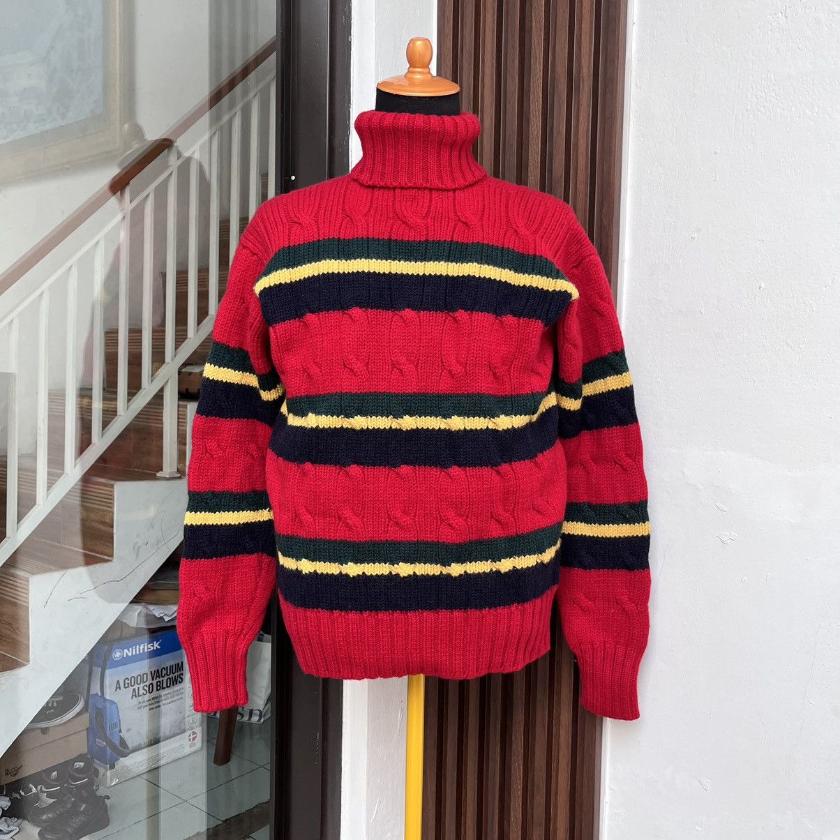 Polo Ralph Lauren × Vintage 🐻 90s Polo Ralph Lauren Turtle Neck Cabler Knitwear WOOL Size US S / EU 44-46 / 1 - 1 Thumbnail