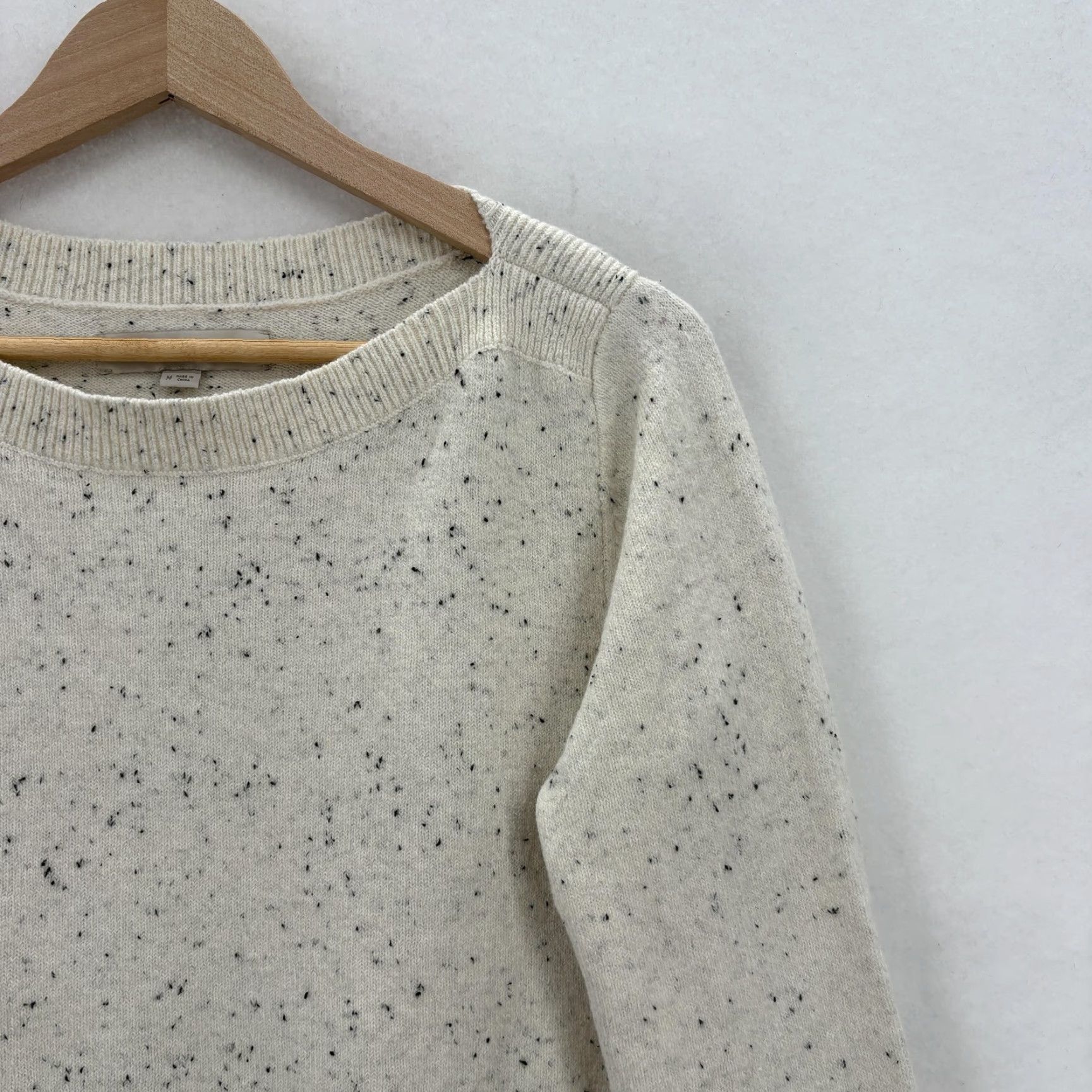 Loft LOFT Womens Sweater Crew Neck White Speckled Long Sleeve Knit Pullover Medium Size M / US 6-8 / IT 42-44 - 2 Thumbnail