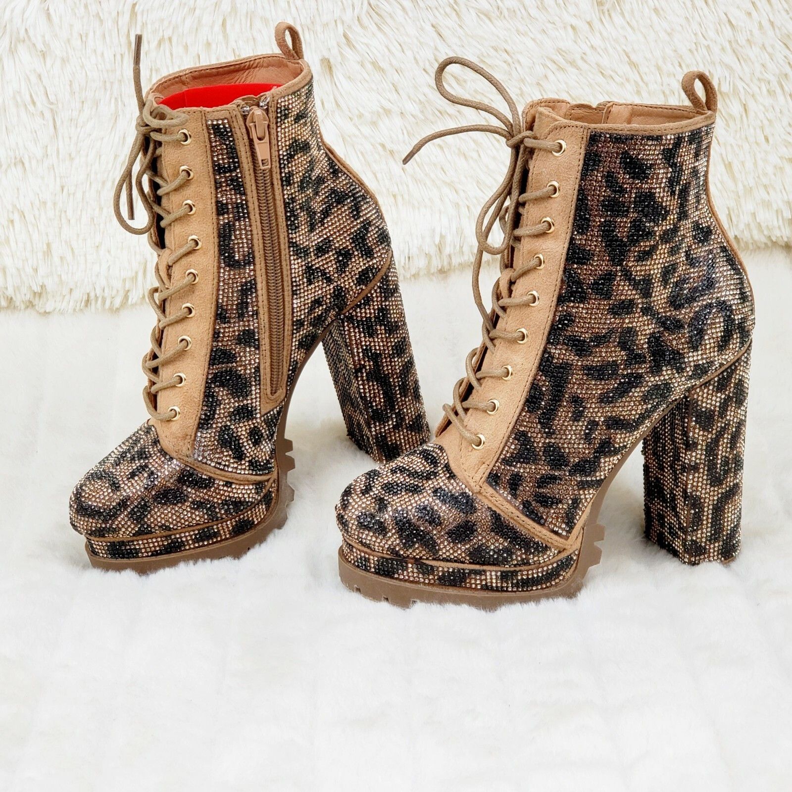 Other Wild Diva Vivian 15 Leopard Rhinestone High Heel Platform A Size US 7.5 / IT 37.5 - 9 Thumbnail