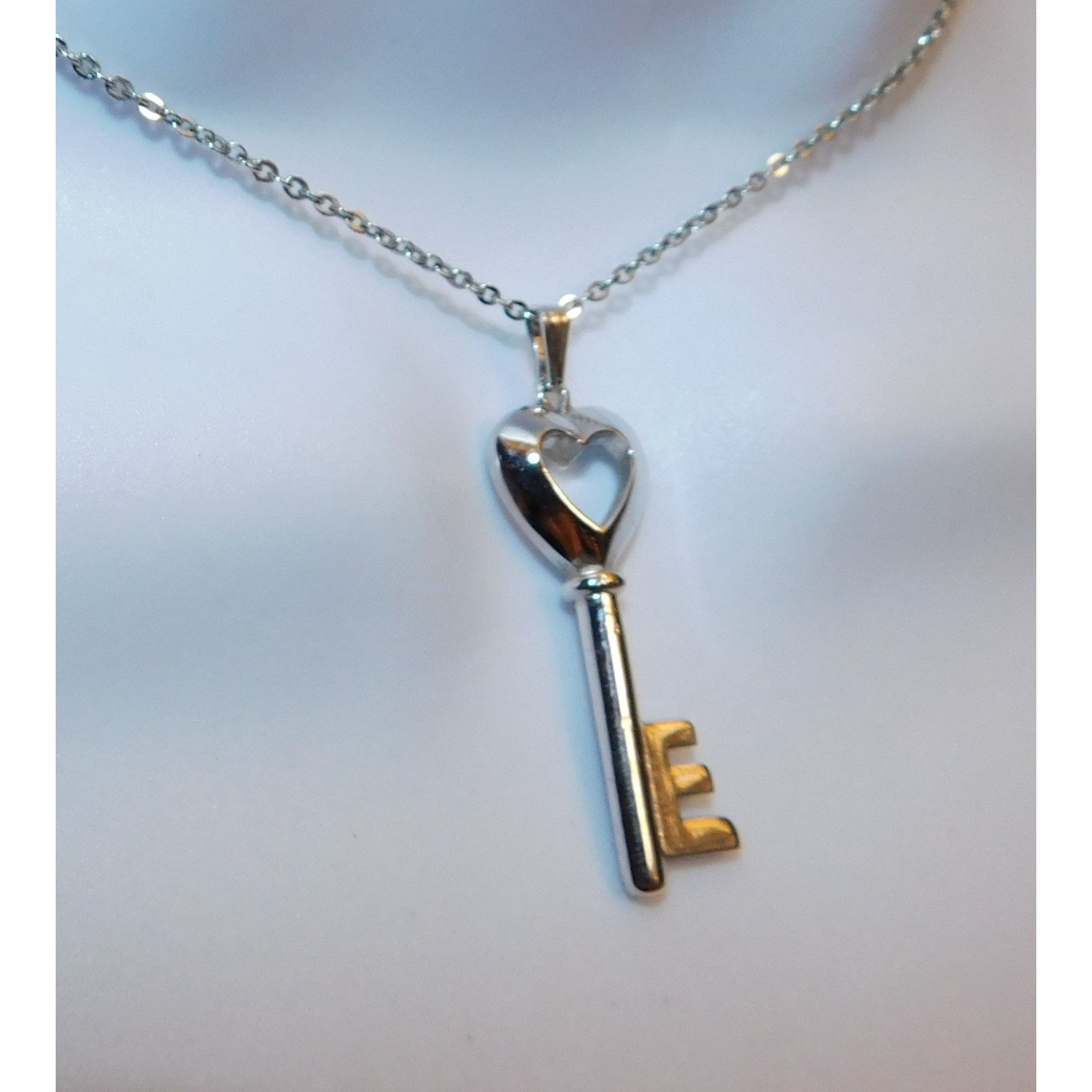 Other Accents By Hallmark Heart Key Silver tone Necklace Size ONE SIZE - 4 Thumbnail
