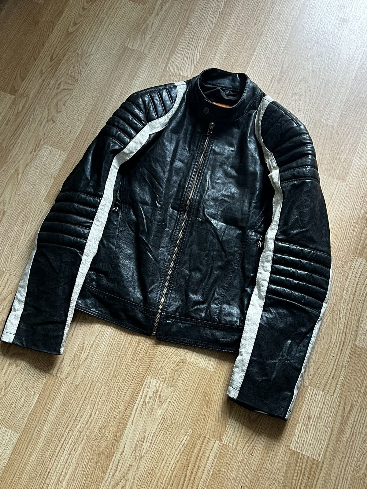 Other Striped Moto Racing Leather Jacket Size M Size US M / EU 48-50 / 2 - 2 Thumbnail