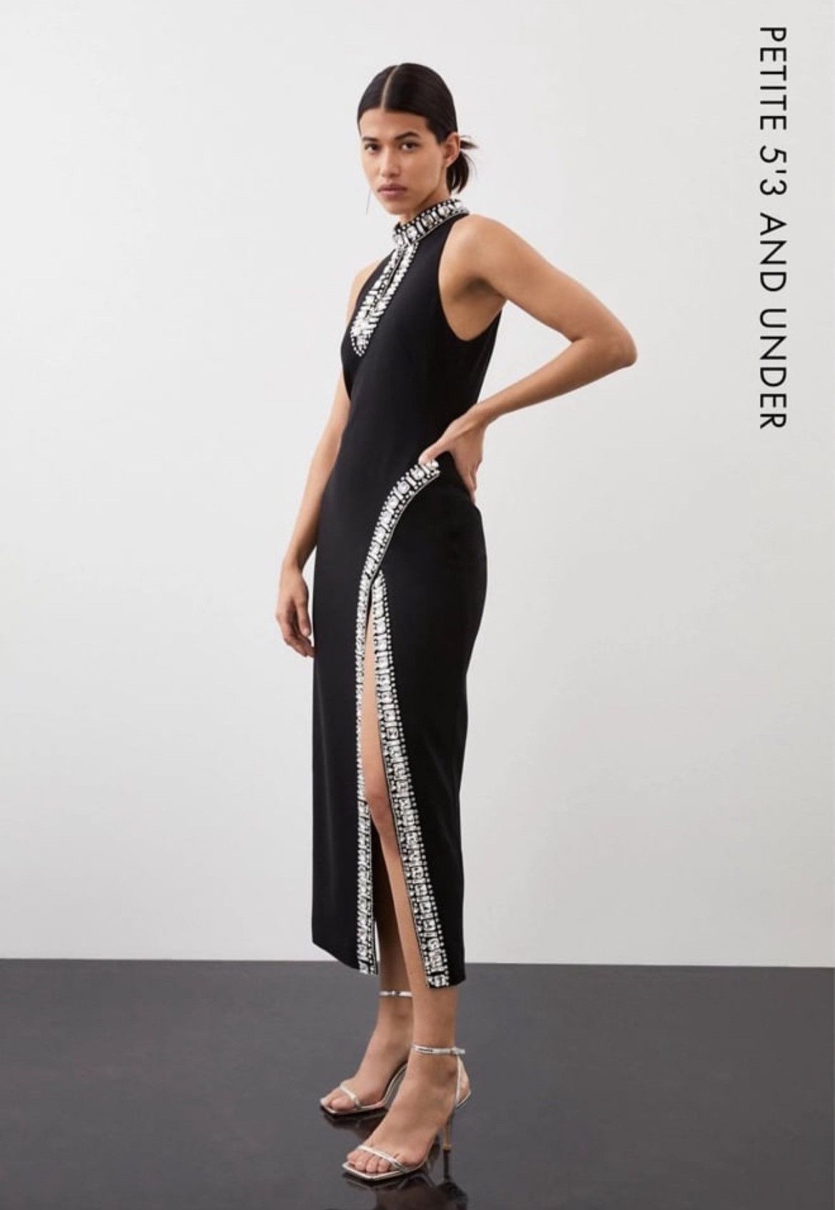 Karen Millen Crystal Embellished Woven Thigh Split Midi Dress Size M / US 6-8 / IT 42-44 - 1 Thumbnail