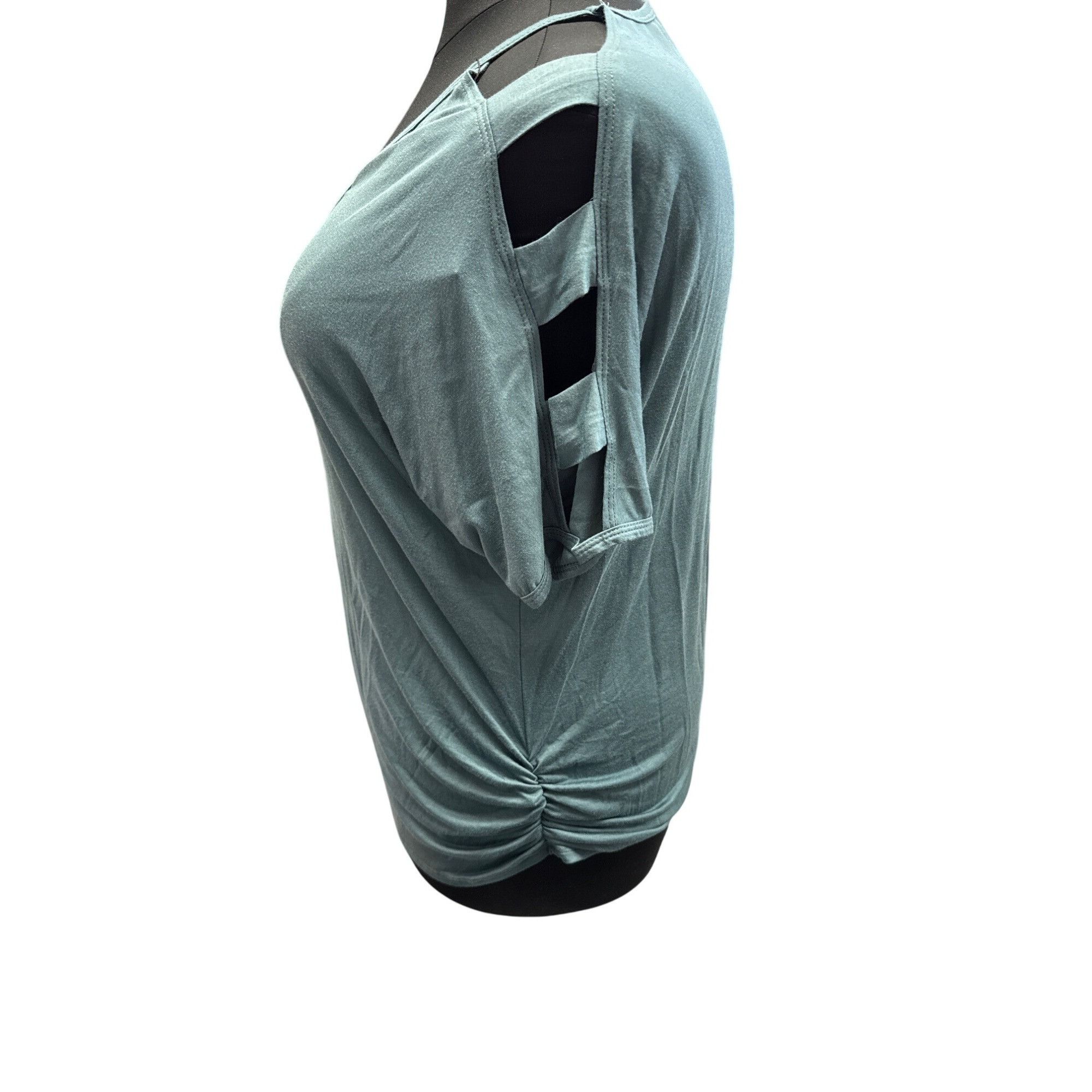 Other Emerald 1X Teal Cold Shoulder Short Sleeve Top With Side Ru Size XL / US 12-14 / IT 48-50 - 5 Thumbnail