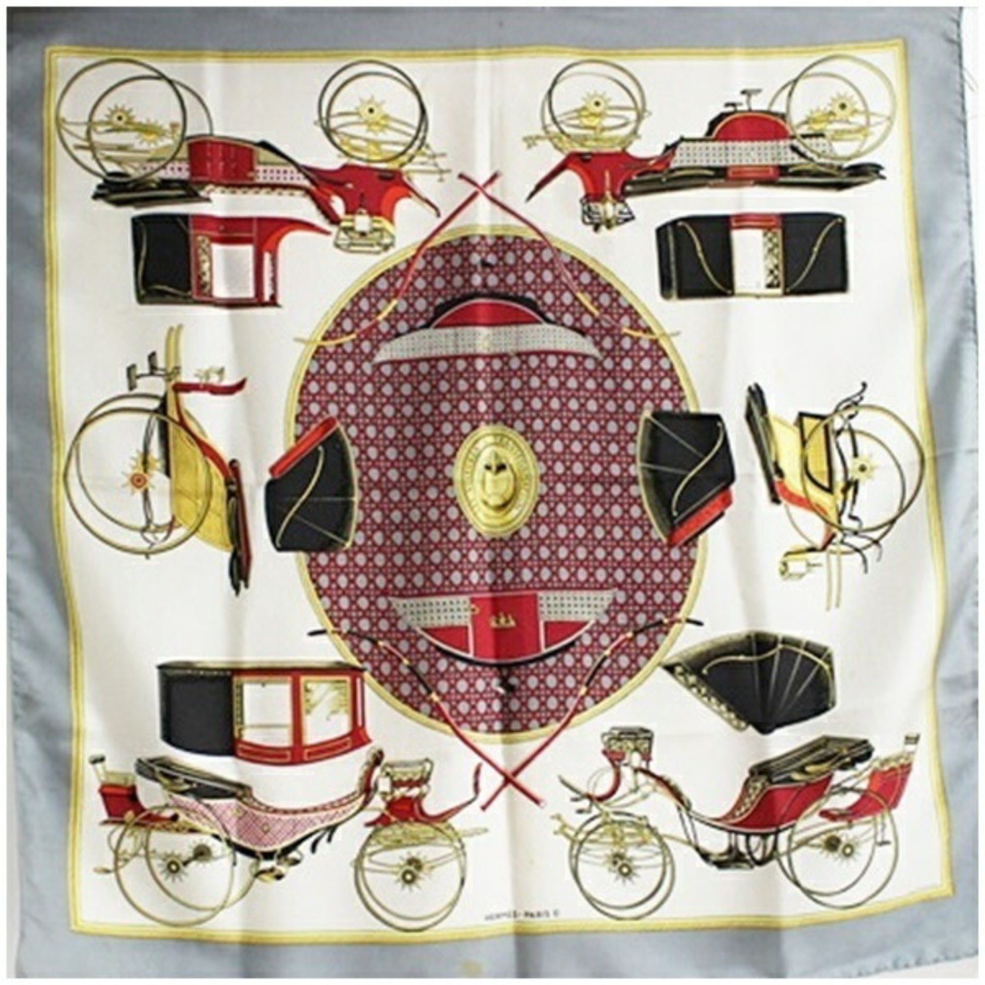 Hermes Hermes scarf/muffler, Carré 90 "Les Voitures a Transformation" foldable covered wagon, HERMES for women Size ONE SIZE - 1 Thumbnail