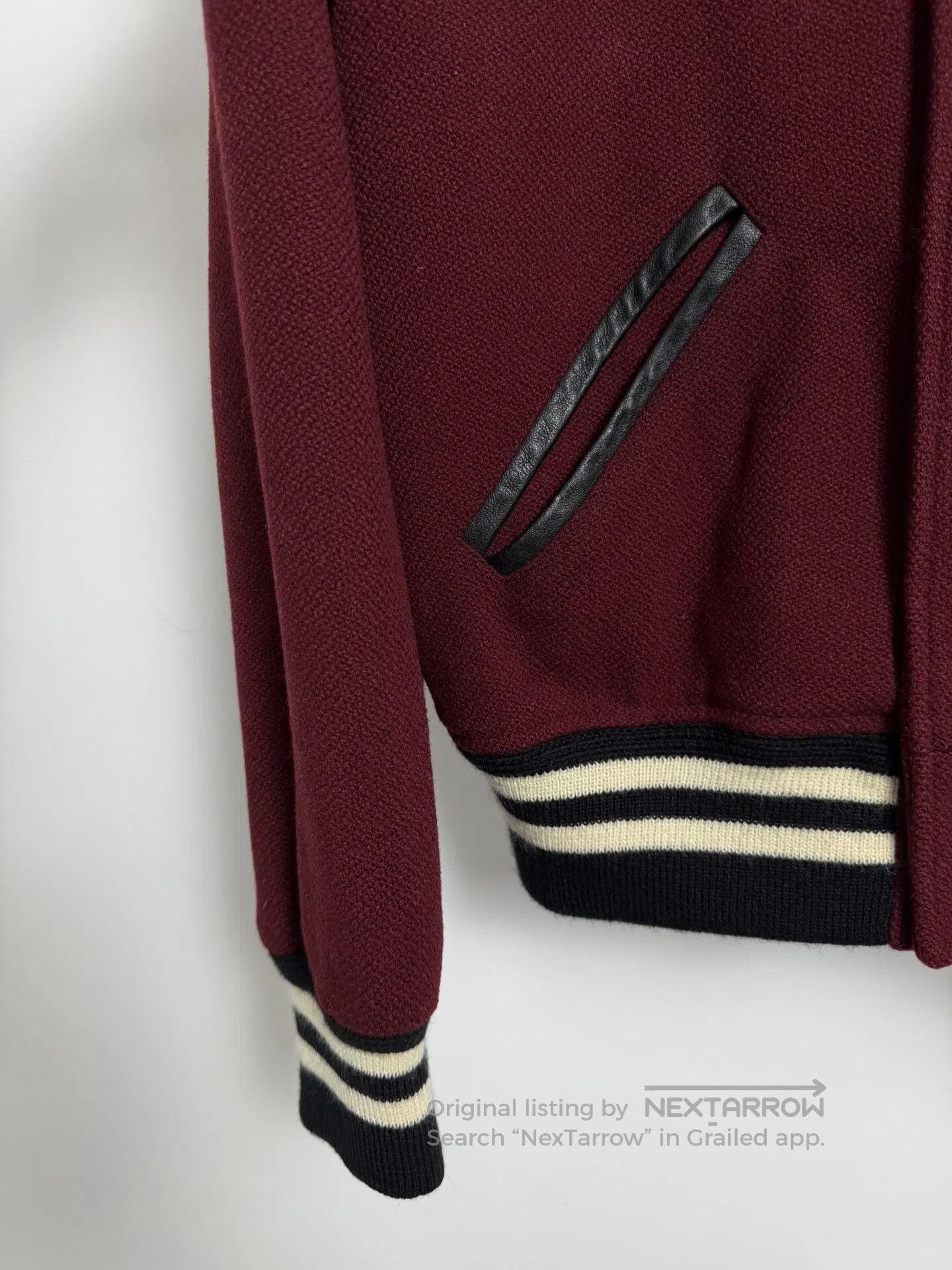 Saint Laurent Paris Saint Laurent Burgundy Leather Baseball Jacket. Size US S / EU 44-46 / 1 - 4 Thumbnail
