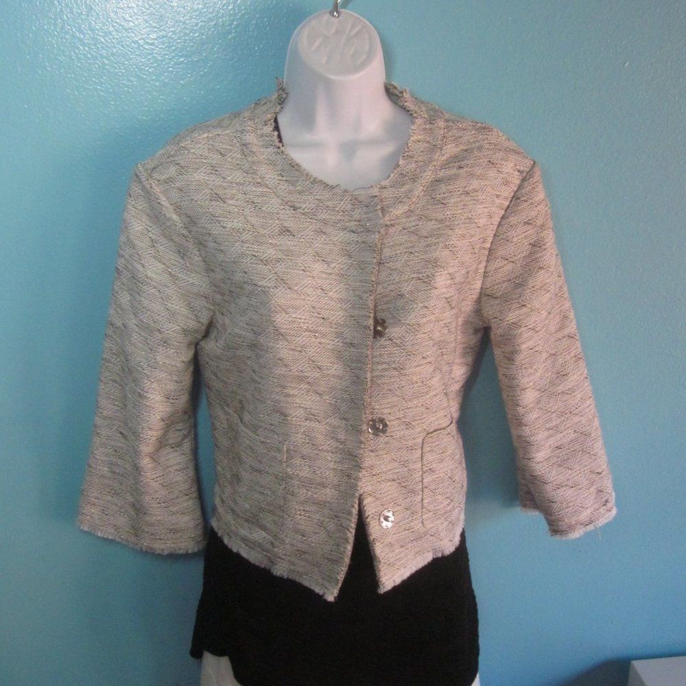 Limi Feu Mimi Mua Cropped Summer Tweed Snap Front Blazer Womens Size Size S / US 4 / IT 40 - 14 Thumbnail