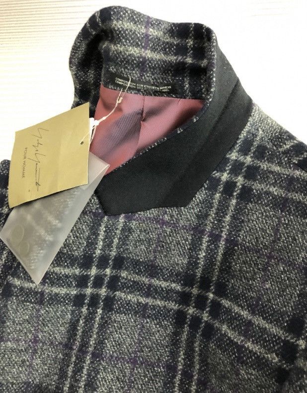 Yohji Yamamoto YYPH 🇯🇵 grey wool fall check side pleated coat 4 NEW Size 42R - 9 Thumbnail