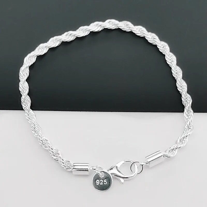 Jewelry 4MM Chain Twisted Rope Necklace Bracelet Size ONE SIZE - 5 Thumbnail