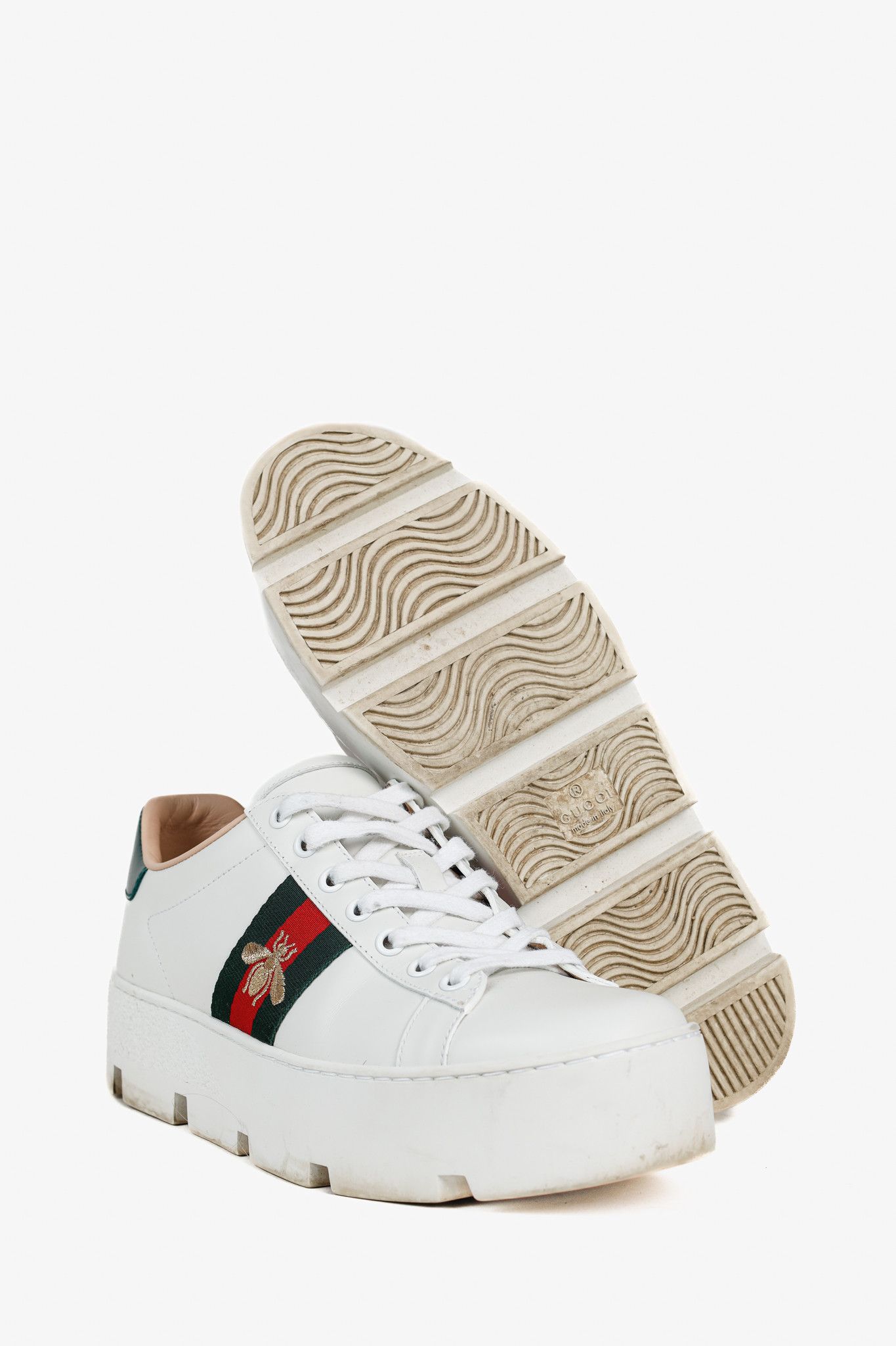 Gucci Gucci Ace White Leather Platform Sneakers Size US 7 / IT 37 - 4 Thumbnail