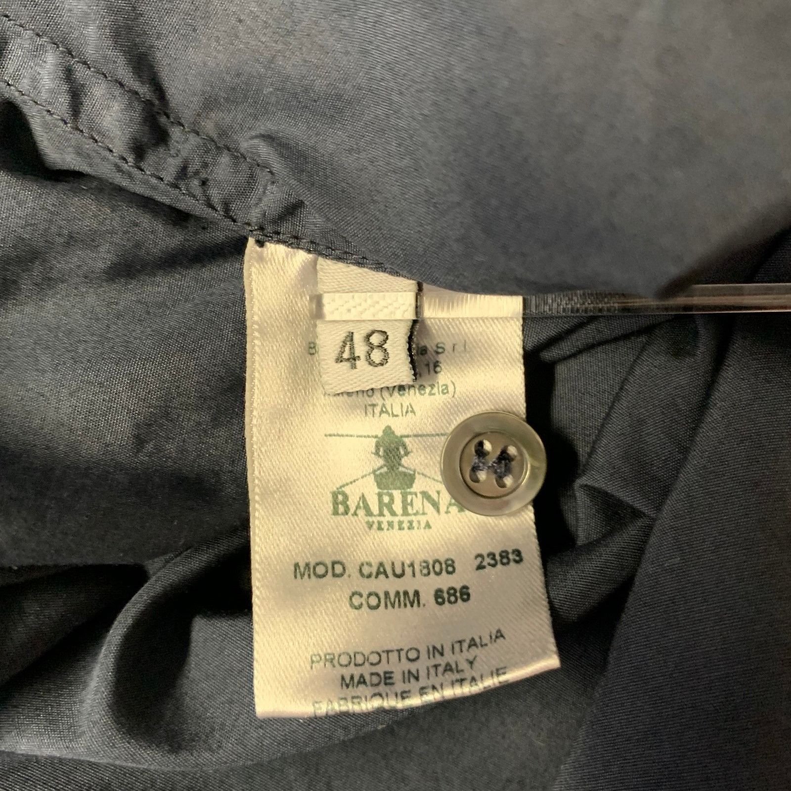 Barena BARENA Size XL Navy Cotton Band Collar Long Sleeve Shirt Size US XL / EU 56 / 4 - 6 Thumbnail