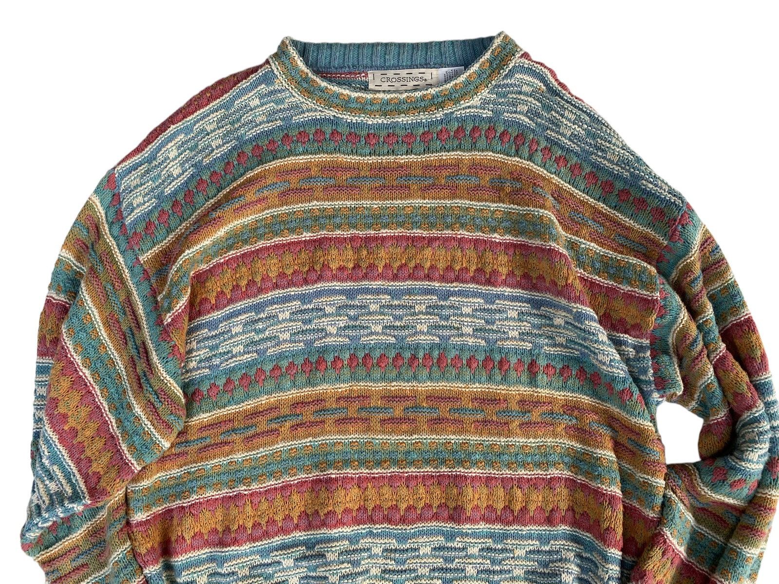 Vintage Vtg Crossing Sweter Design Geneco Usa Size US L / EU 52-54 / 3 - 3 Thumbnail