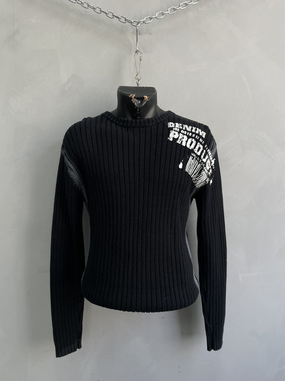 If six was nine style y2k Black Ribbed Knit Sweater Size L
