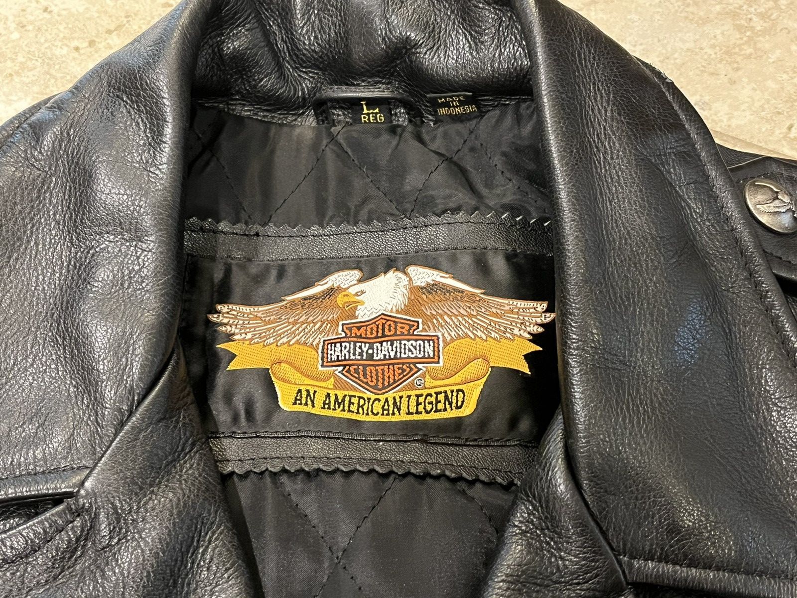 Harley Davidson Harley Davidson EMBOSSED EAGLE Black Leather Jacket LOGO Size US L / EU 52-54 / 3 - 8 Thumbnail