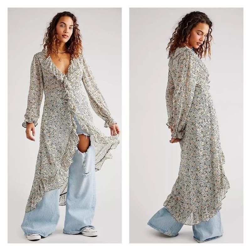 Free People NWT Free People Gigi Printed Maxi Top $198 SMALL Ivory Size S / US 4 / IT 40 - 1 Thumbnail