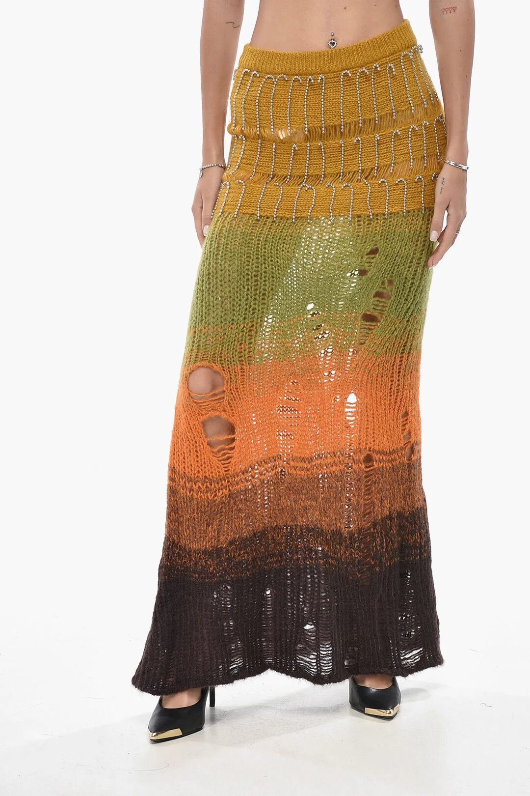Off-White og1mm0426 Mohair-Blend Skirt in Multicolor Size 27" / US 4 / IT 40 - 1 Thumbnail