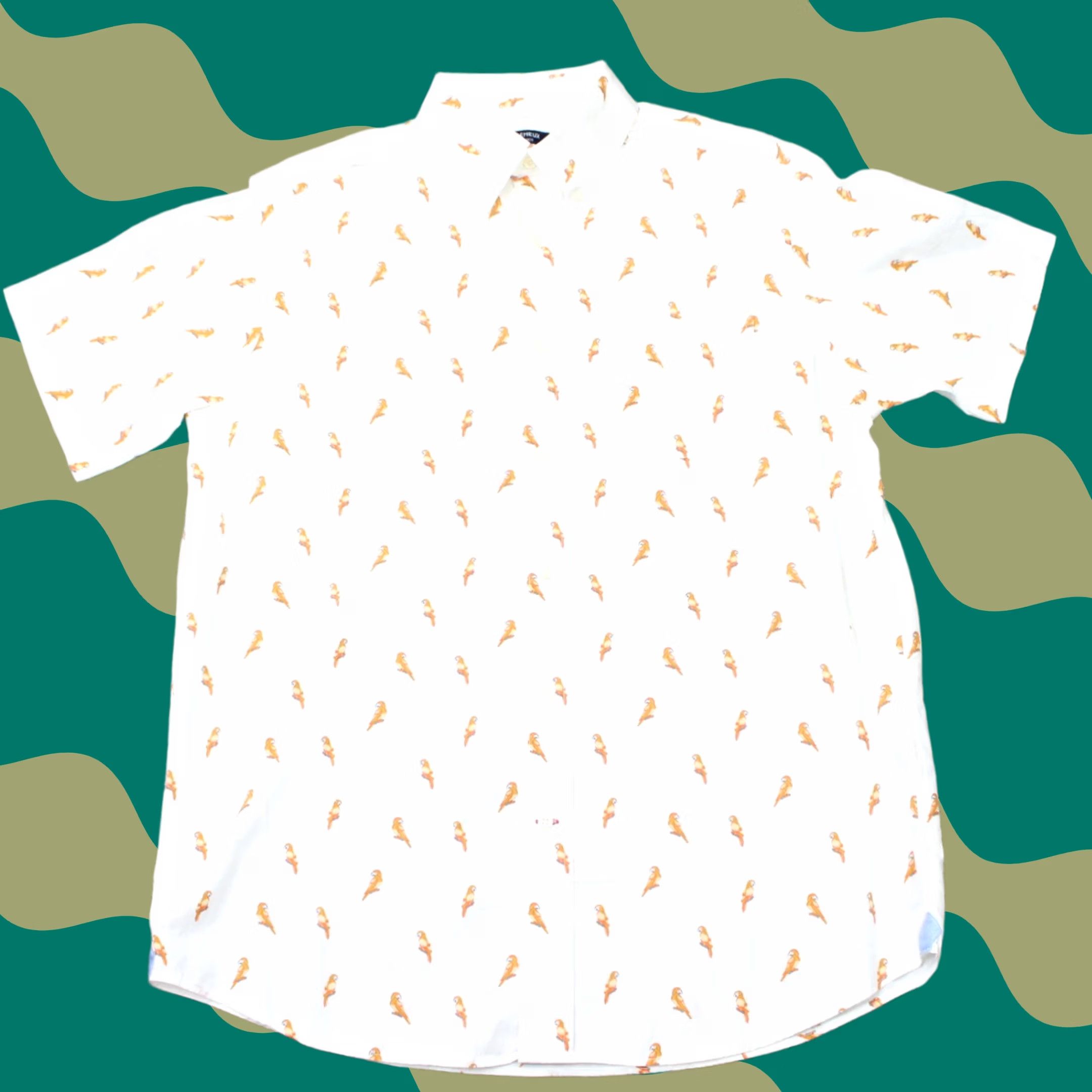 Cremieux Cremieux Classics AOP Shirt Mens Medium White/Orange Bird All Over Print S/S Size US M / EU 48-50 / 2 - 1 Thumbnail