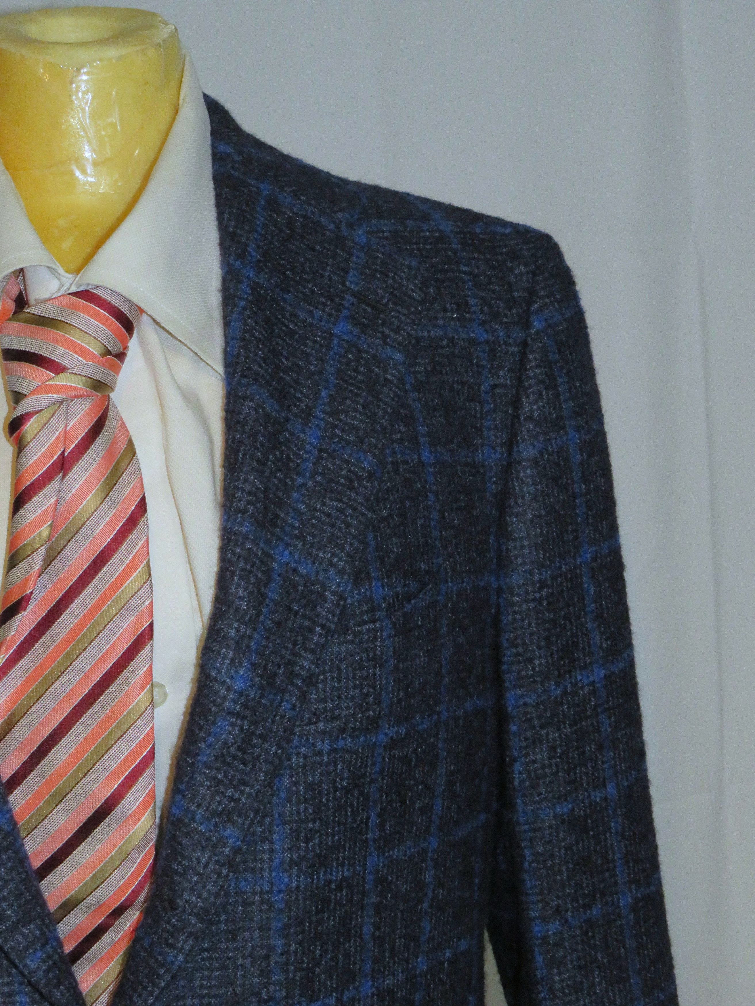 Cesare Attolini Handmade Alpaca Blend Gray & Blue Plaid Flannel Blazer 40R Size 40R - 3 Thumbnail