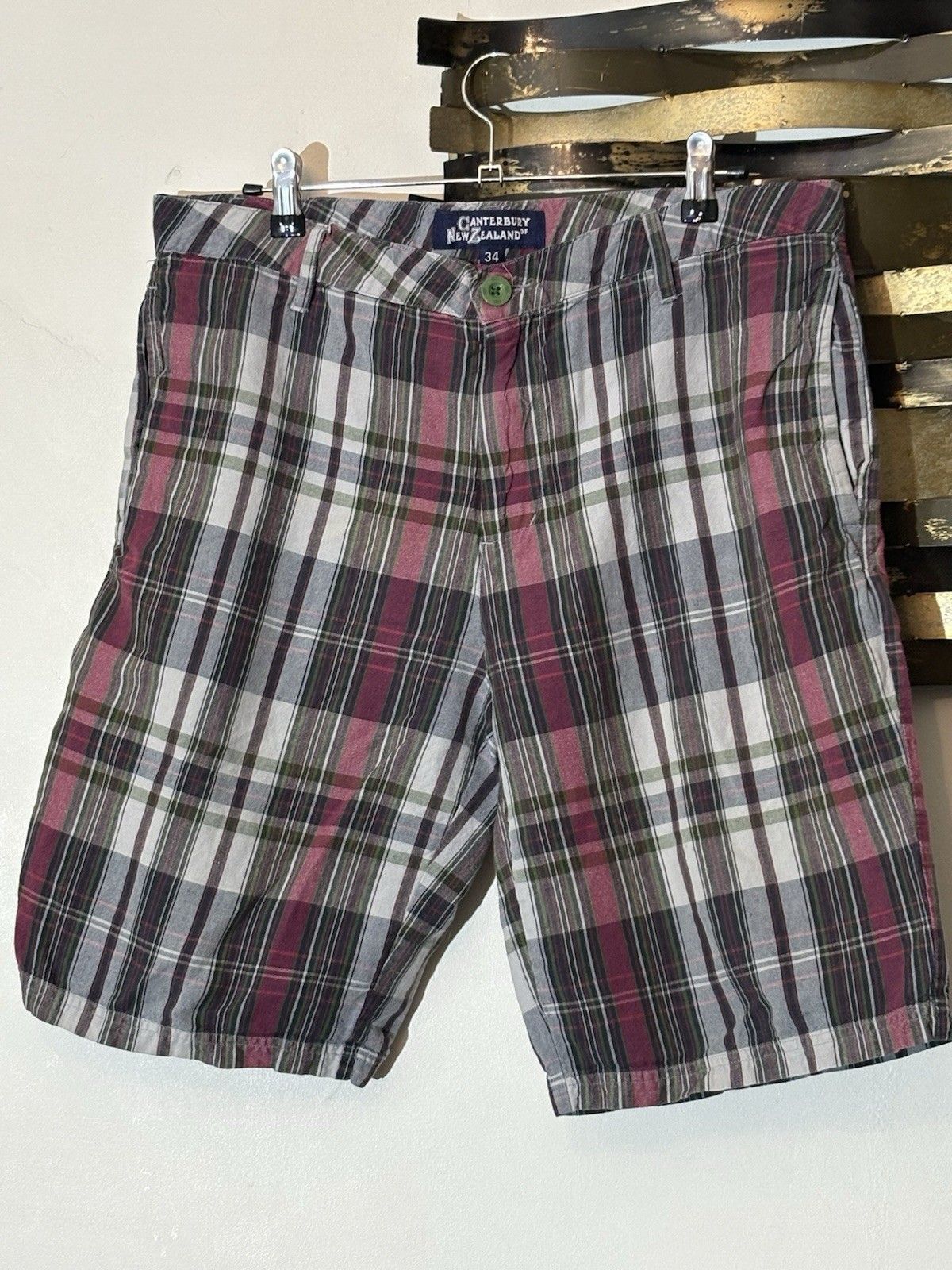 Canterbury of New Zealand Canterbury Of New Zealand Mens Plaid Linen Cotton Shorts 34 Size US 34 / EU 50 - 1 Thumbnail