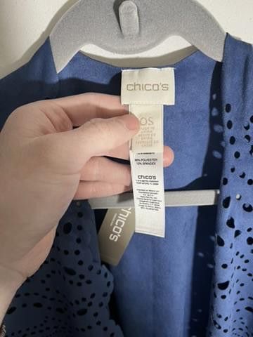 Chicos Chico's Laser-Cut Navy Blue Kimono Size S / US 4 / IT 40 - 4 Thumbnail