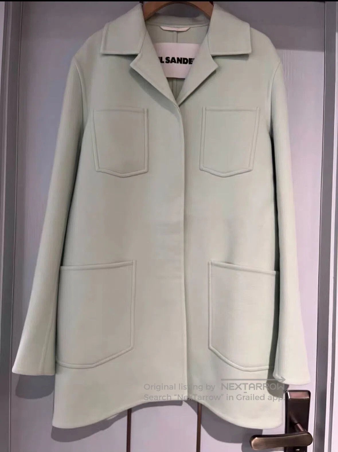 Jil Sander JIL SANDER Green Cashmere Coat. Size L / US 10 / IT 46 - 1 Thumbnail
