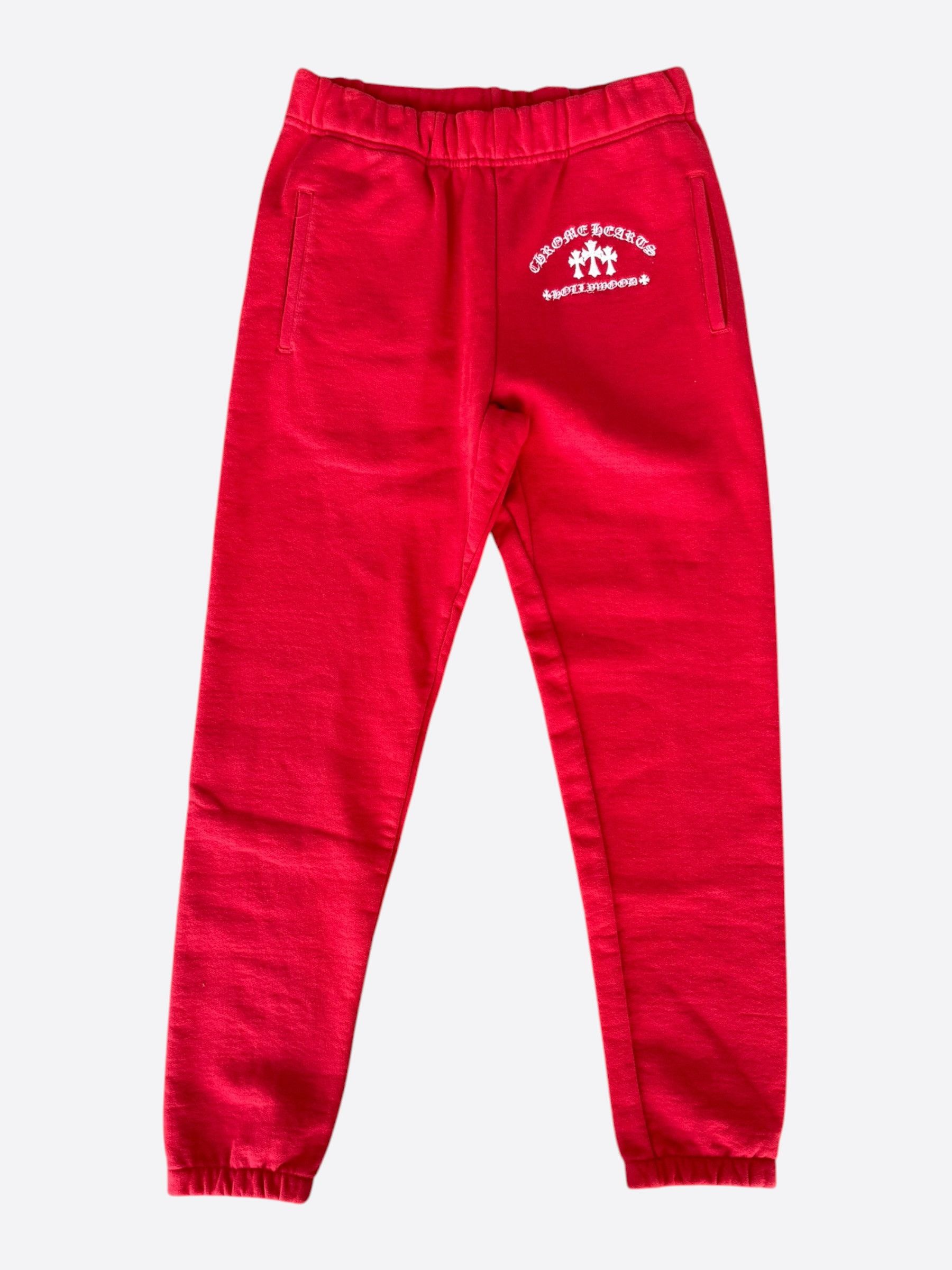 Chrome Hearts Red & White Triple Cross Embroidered Sweatpants Size US 30 / EU 46 - 1 Thumbnail