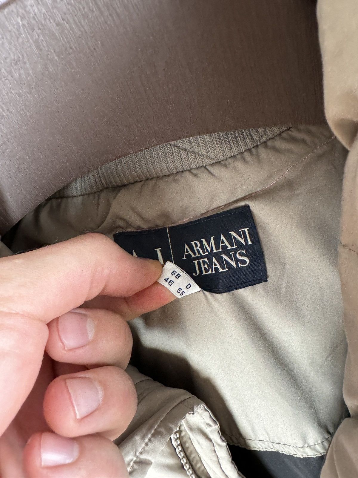 Armani Armani Jeans vintage beige used distressed down jacket Size US XL / EU 56 / 4 - 11 Thumbnail